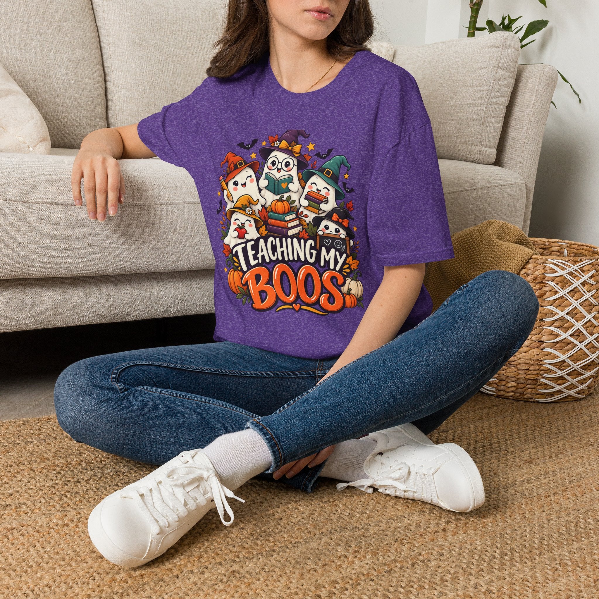 Halloween Teacher T-Shirt — "Teaching My Boos" Cute Ghosts & Pumpkins Tee
