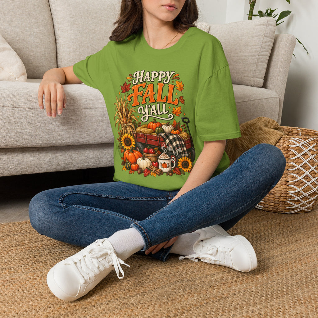 Happy Fall Y'all T-Shirt — Autumn Pumpkin & Sunflower Tee