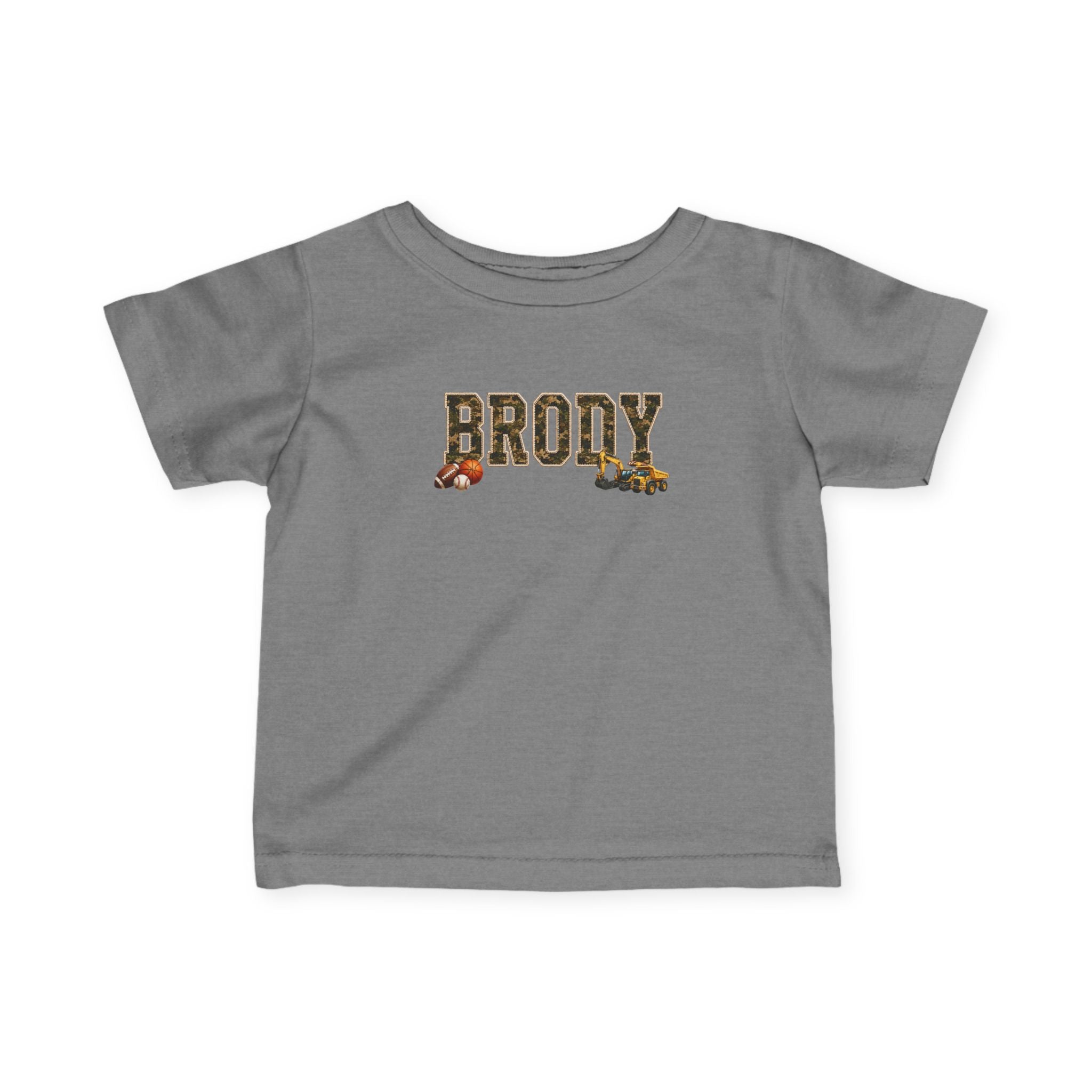 Infant Tee — "BRODY" Name Shirt with Woodland Animal Accents