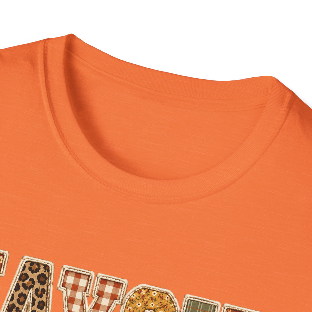 Personalized 'JAYCIE' Floral Plaid Name T-Shirt — Fall Patchwork Monogram Tee