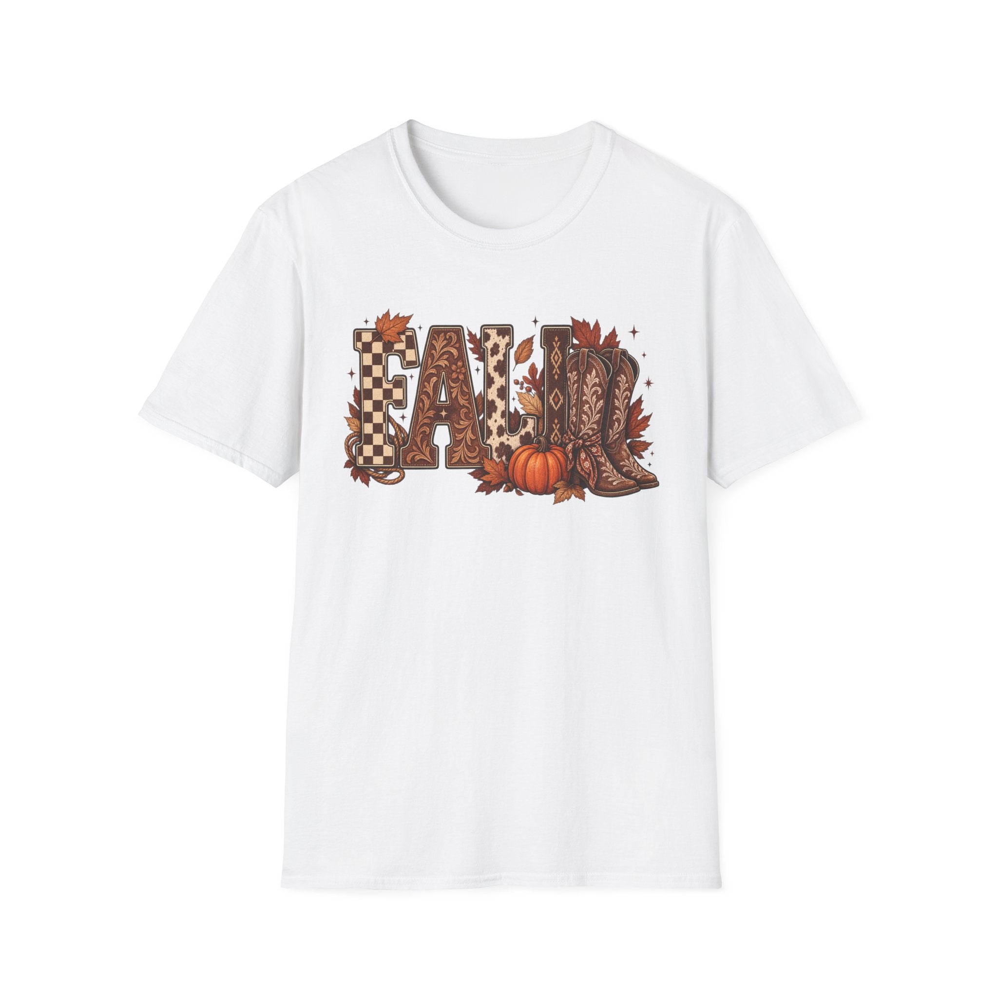 Fall Graphic T-Shirt — Pumpkin & Cowgirl Boots Autumn Tee