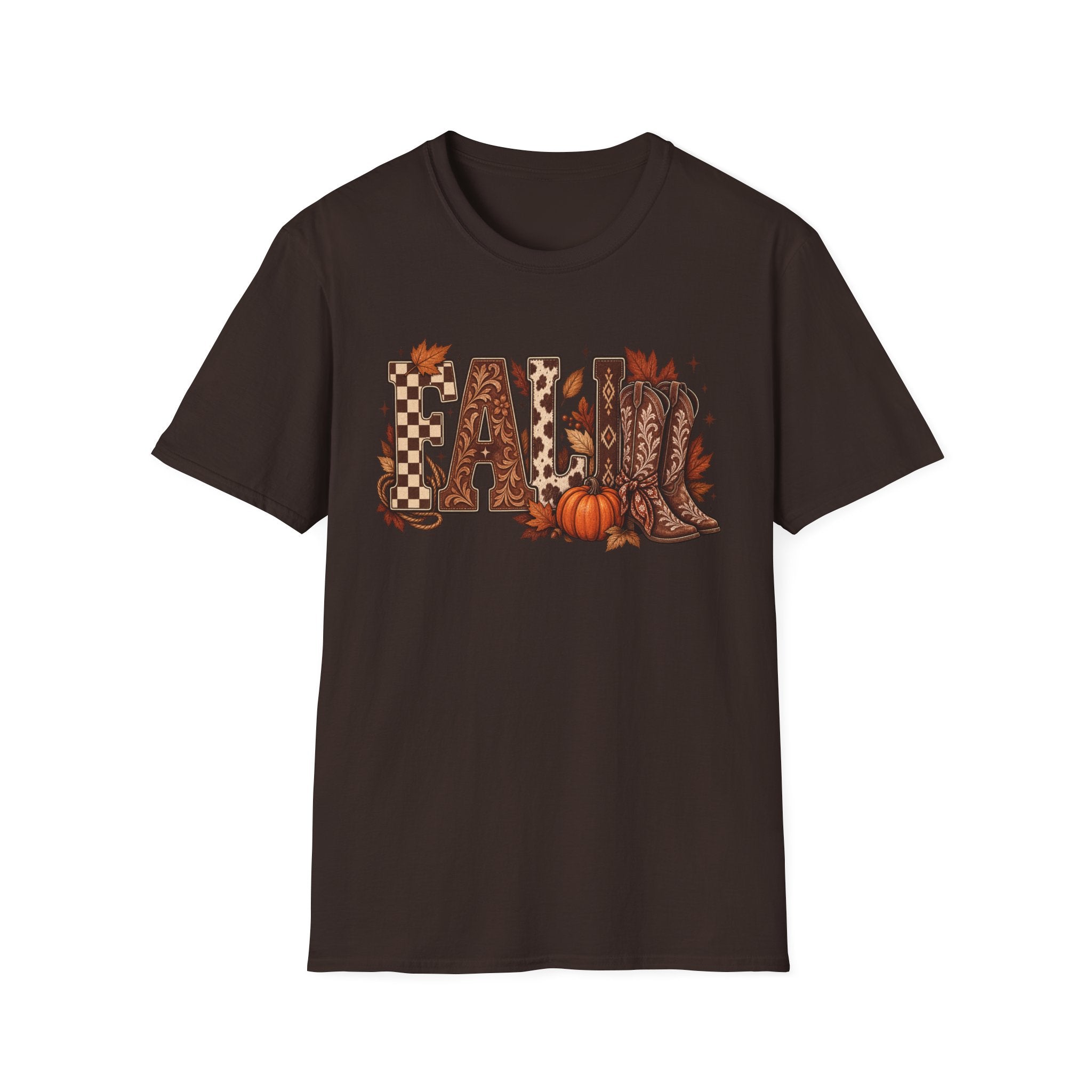 Fall Graphic T-Shirt — Pumpkin & Cowgirl Boots Autumn Tee