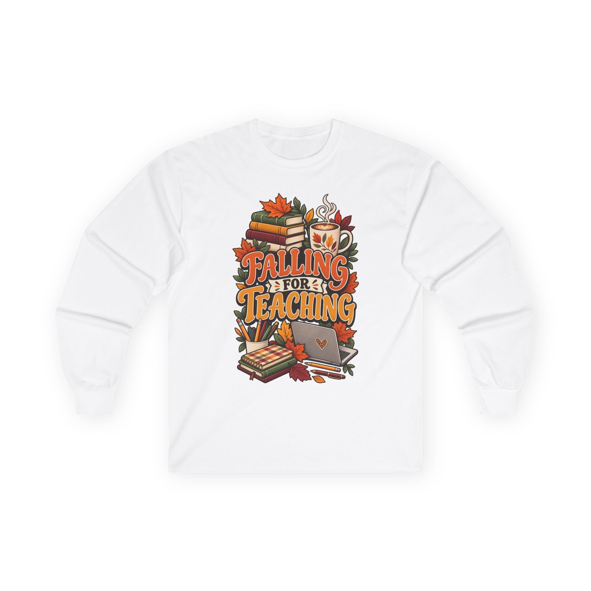Long Sleeve Tee — "Falling for Teaching" Autumn Teacher Shirt