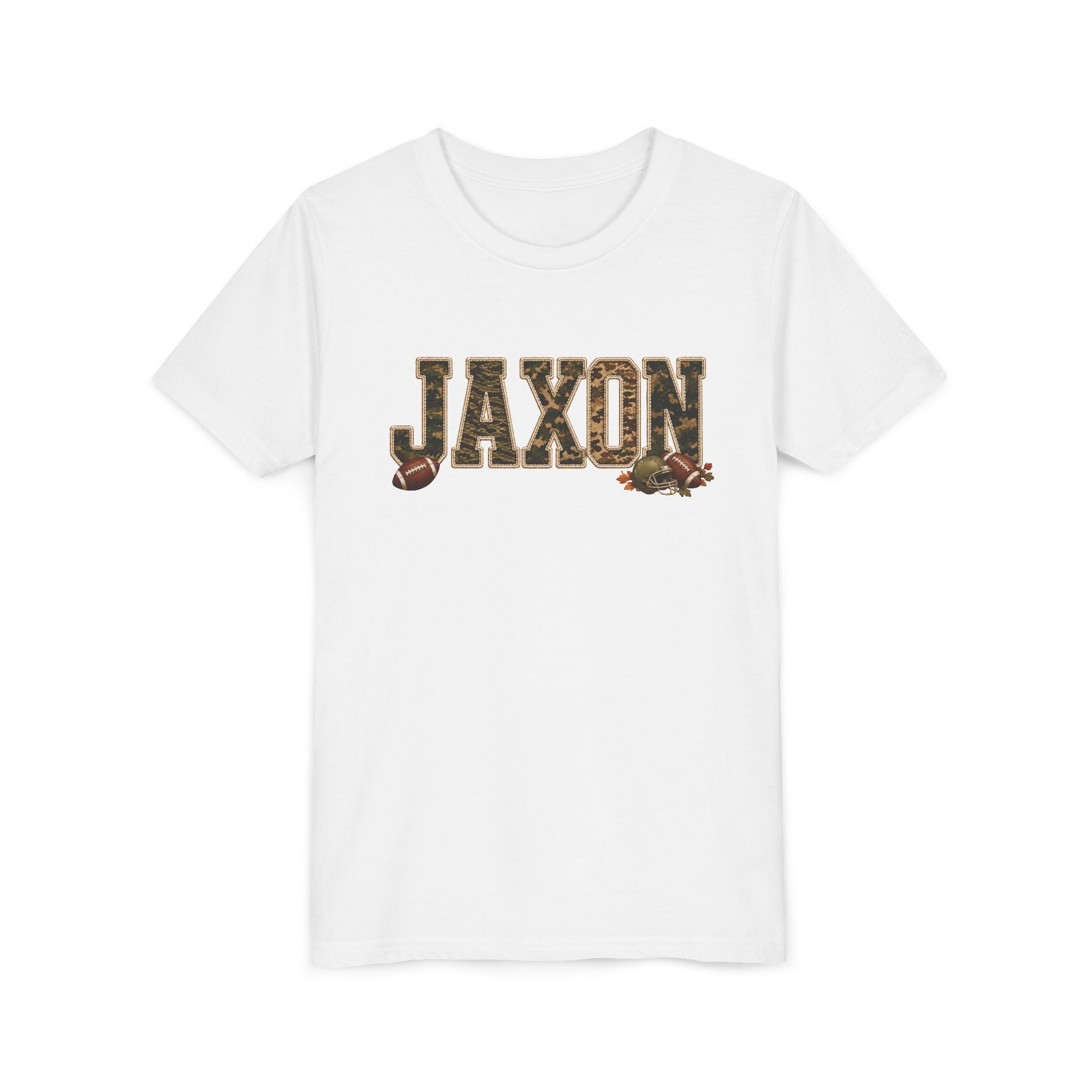Youth Tee — 'Jaxon' Camo Football Name Shirt