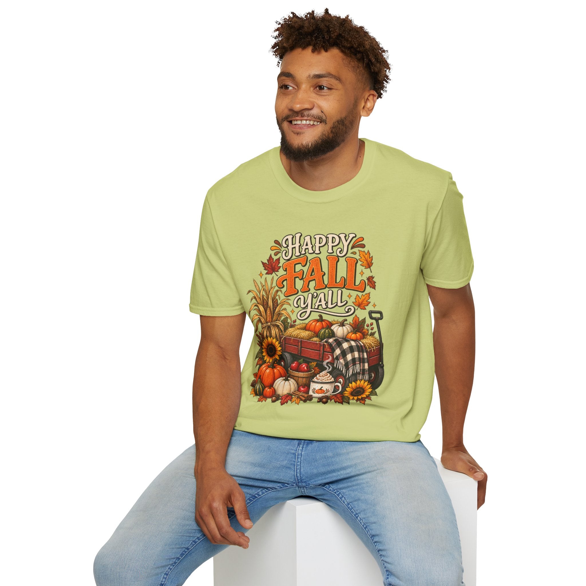 Happy Fall Y'all T-Shirt — Autumn Pumpkin & Sunflower Tee