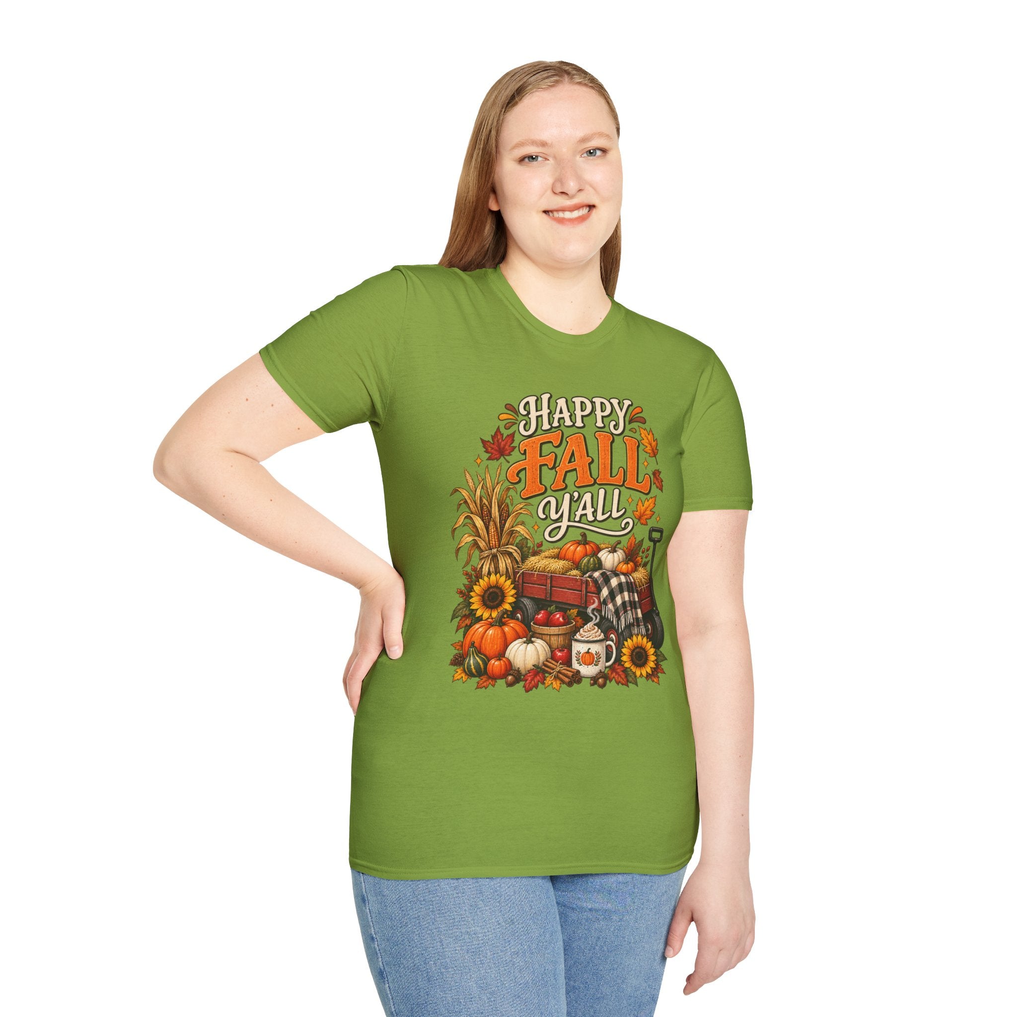 Happy Fall Y'all T-Shirt — Autumn Pumpkin & Sunflower Tee