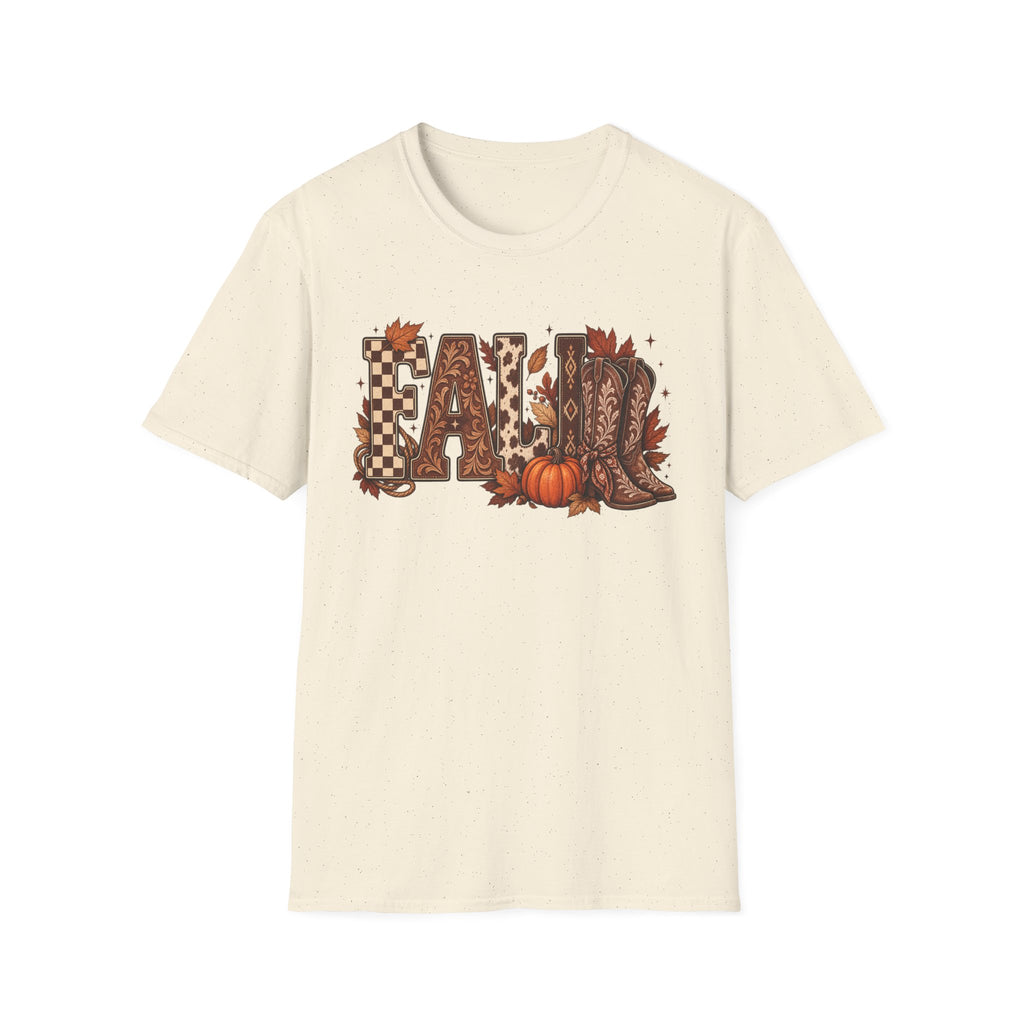 Fall Graphic T-Shirt — Pumpkin & Cowgirl Boots Autumn Tee