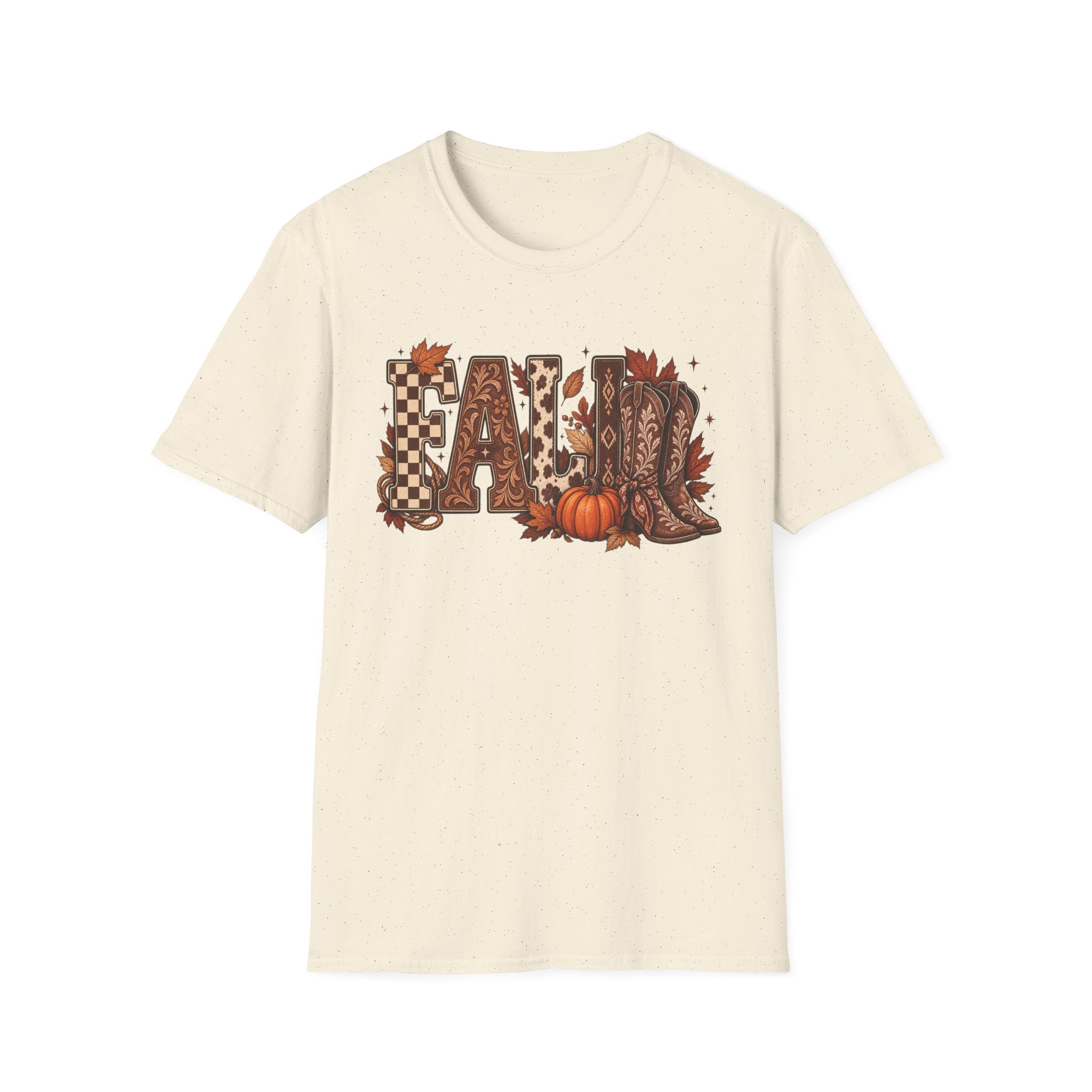 Fall Graphic T-Shirt — Pumpkin & Cowgirl Boots Autumn Tee