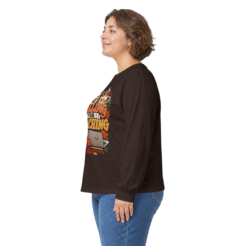 Long Sleeve Tee — "Falling for Teaching" Autumn Teacher Shirt