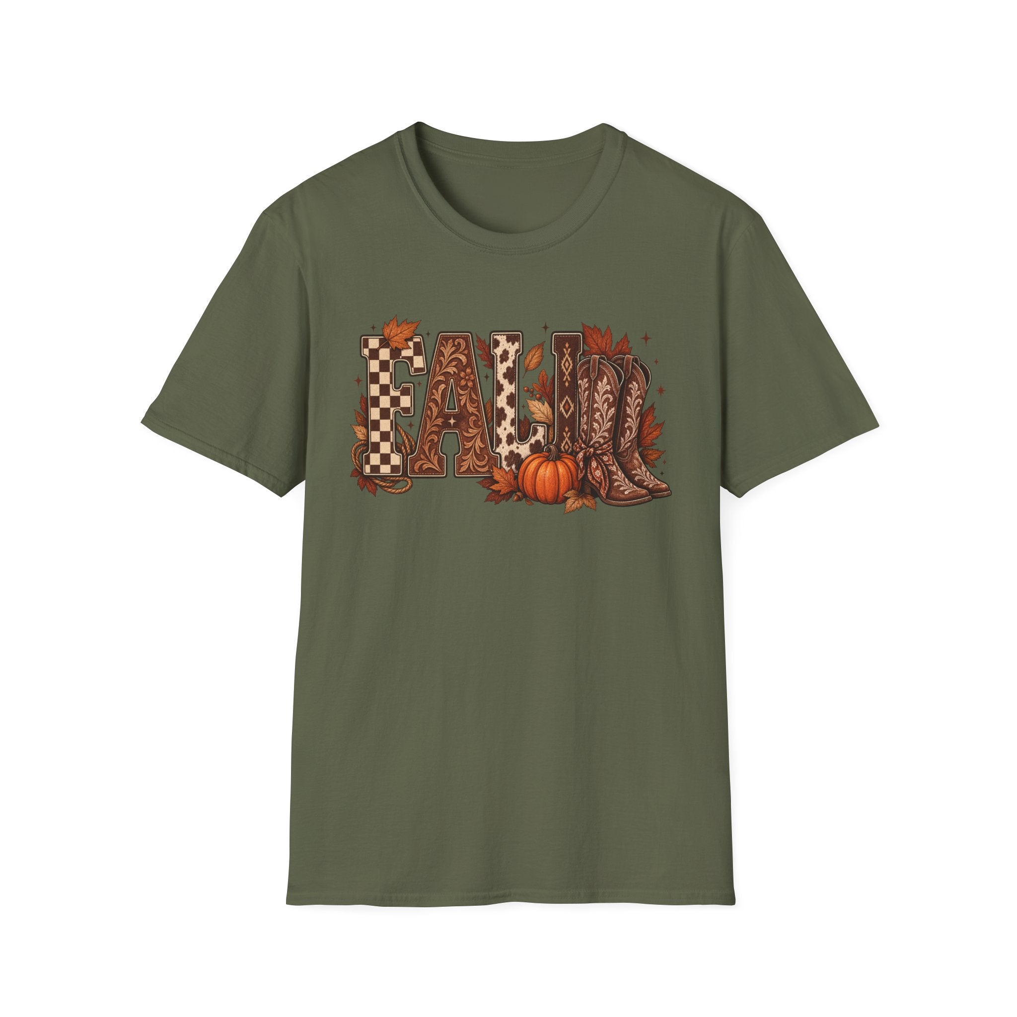 Fall Graphic T-Shirt — Pumpkin & Cowgirl Boots Autumn Tee