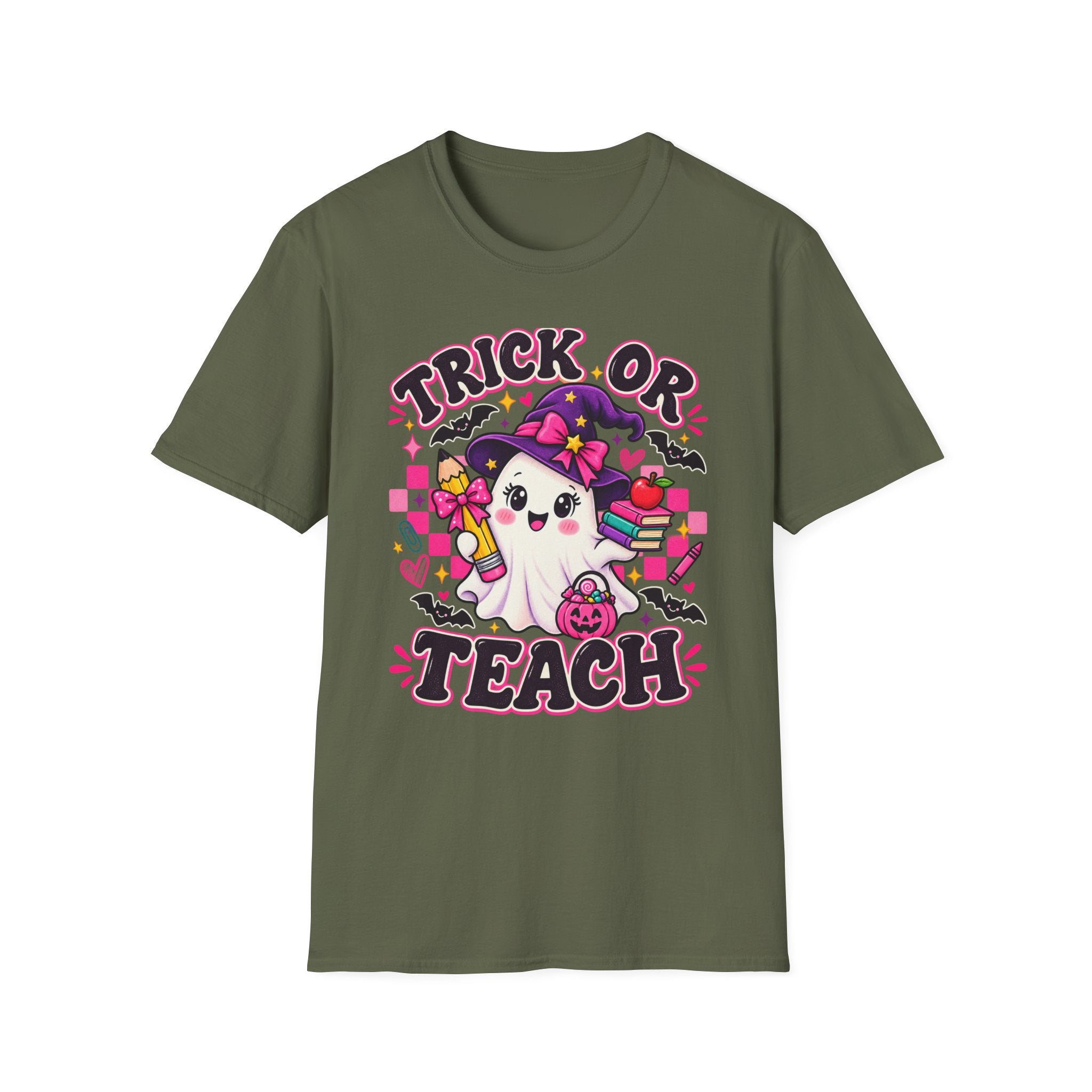 Trick or Teach T-Shirt — Cute Witch Ghost Teacher Halloween Tee