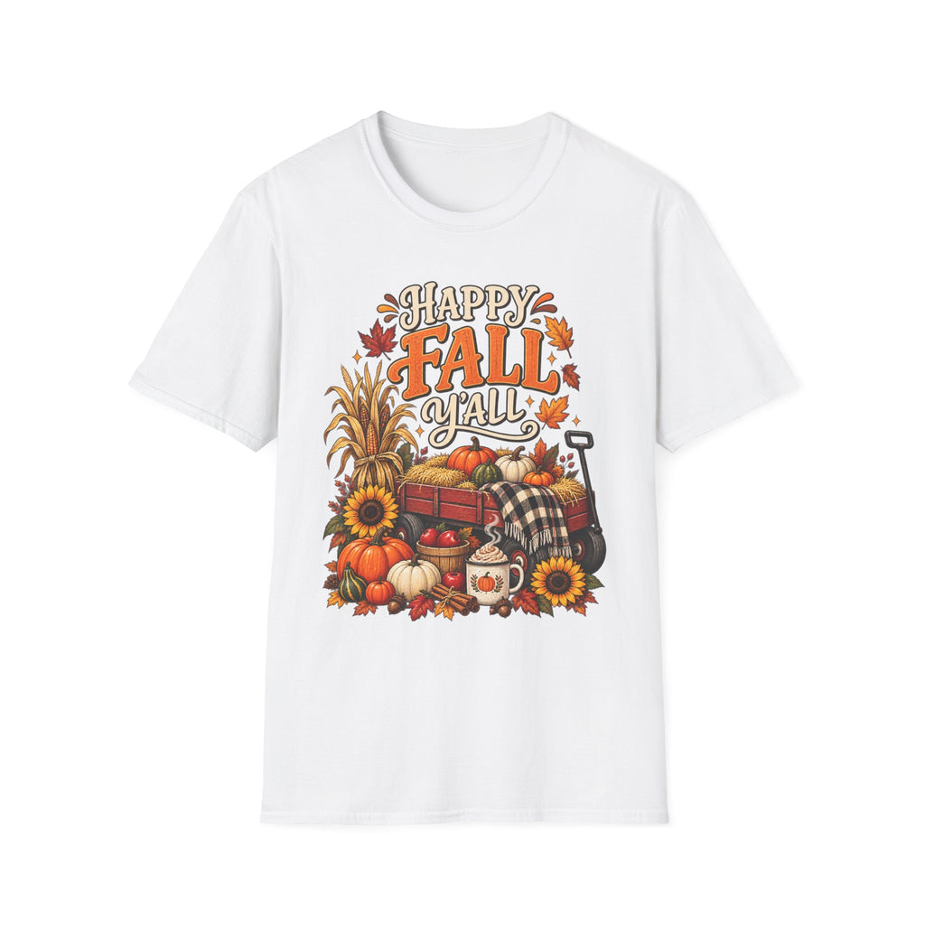 Happy Fall Y'all T-Shirt — Autumn Pumpkin & Sunflower Tee
