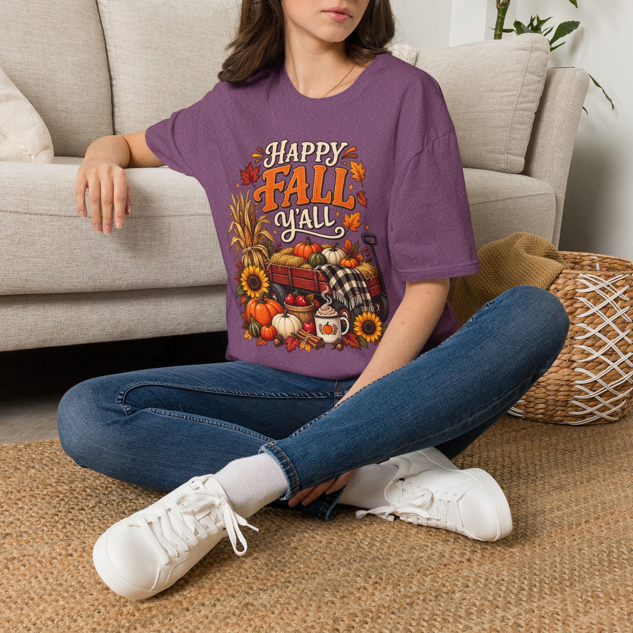 Happy Fall Y'all T-Shirt — Autumn Pumpkin & Sunflower Tee