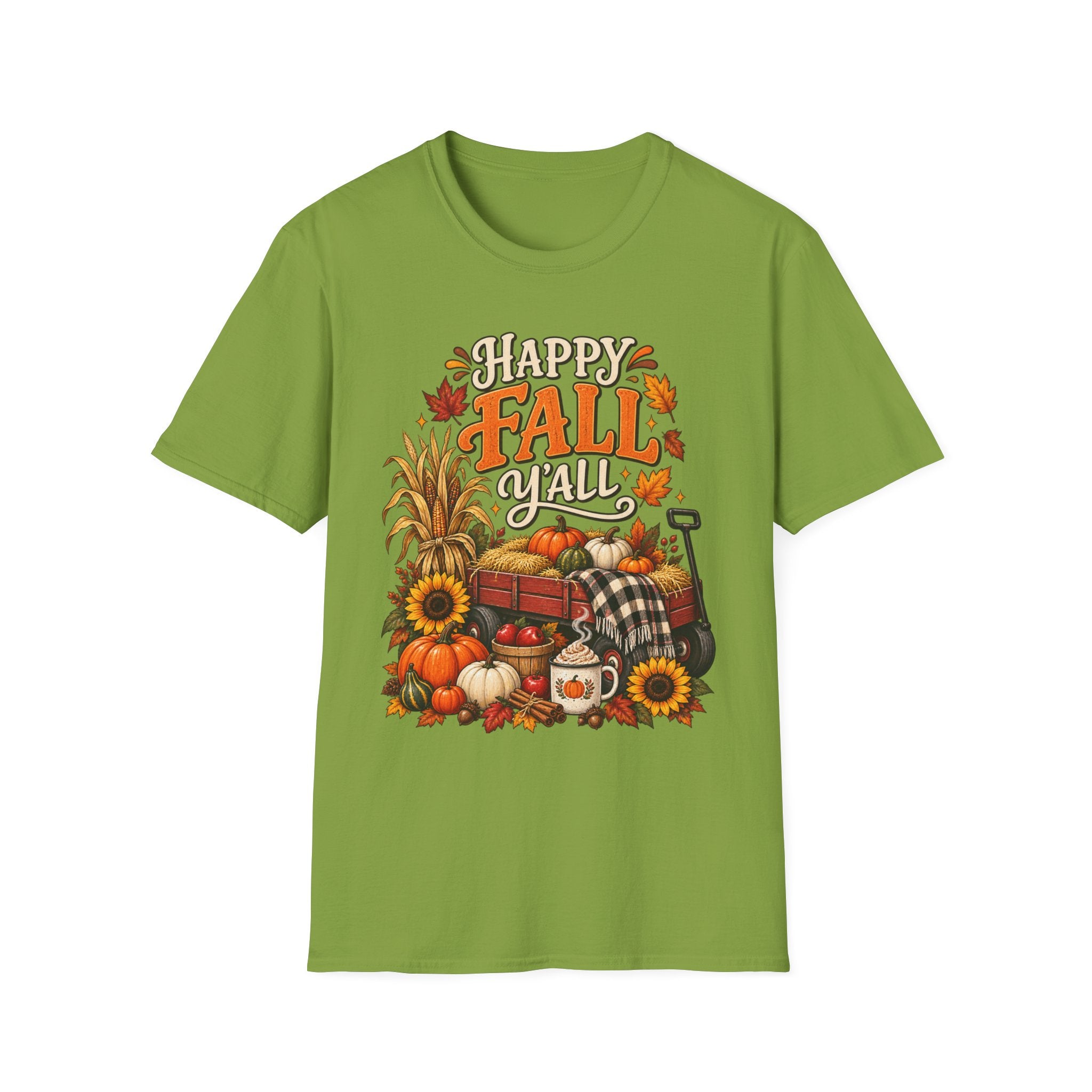 Happy Fall Y'all T-Shirt — Autumn Pumpkin & Sunflower Tee