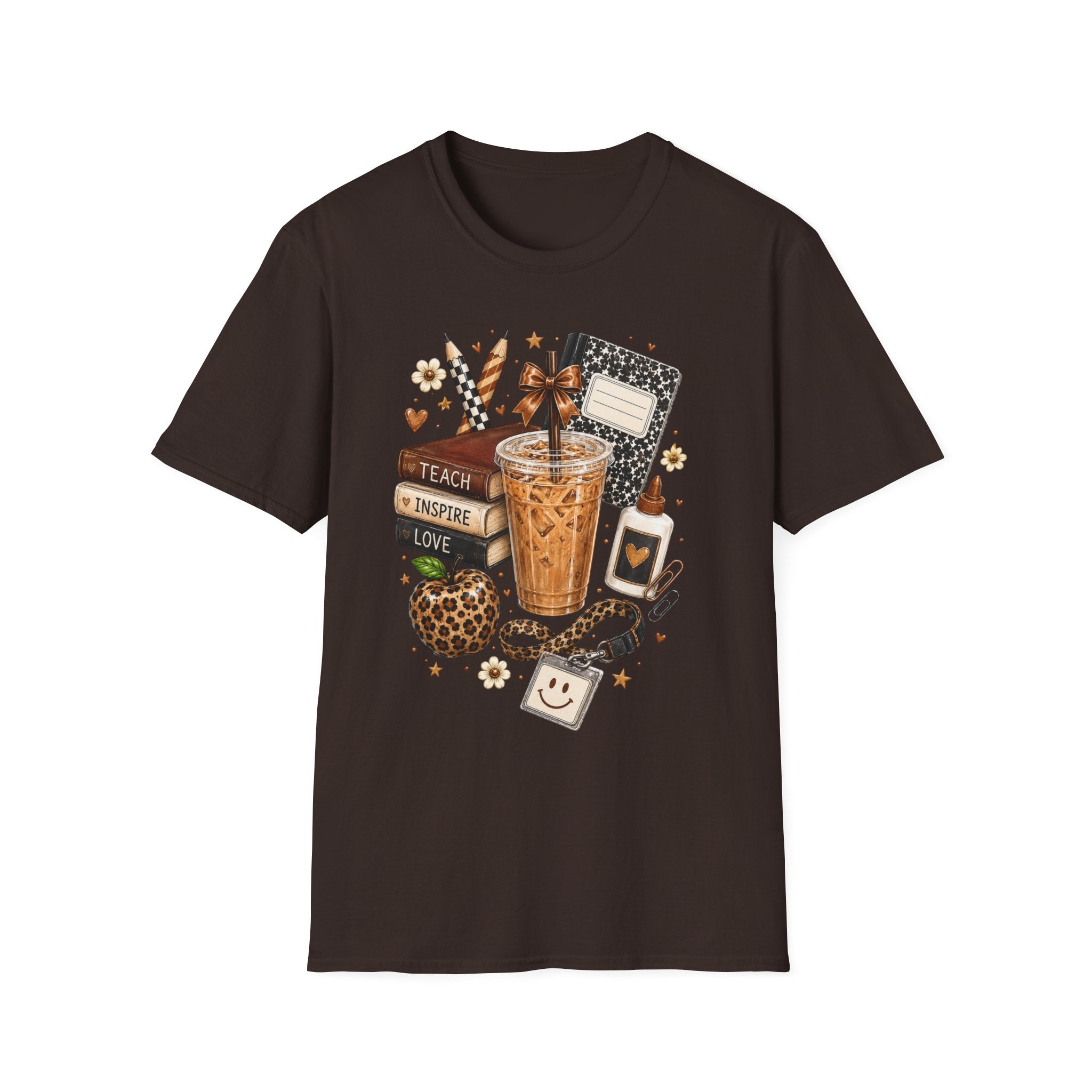Teacher Coffee & Planner T‑Shirt — Teach Inspire Love Design