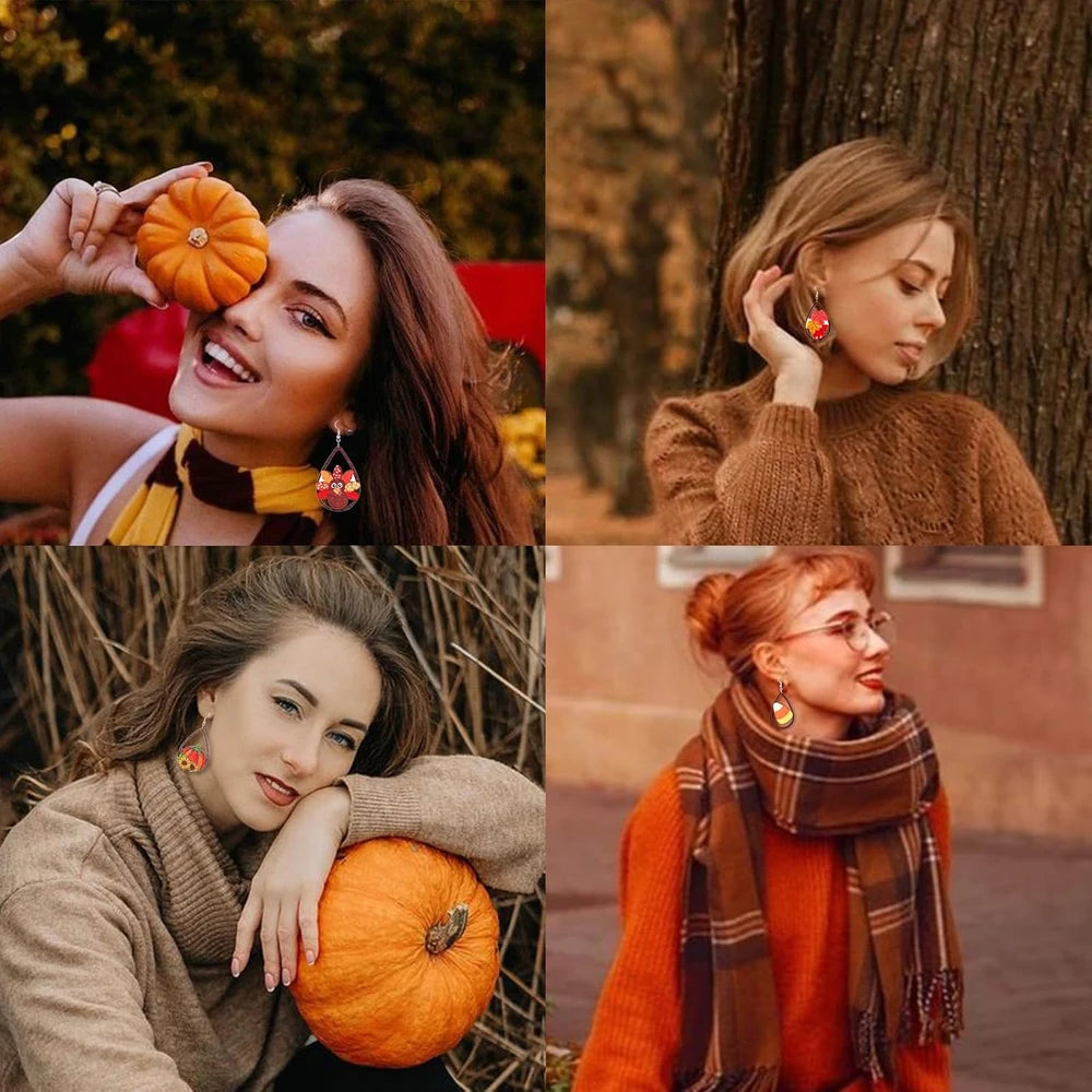 Wooden Fall Thanksgiving Earrings Set