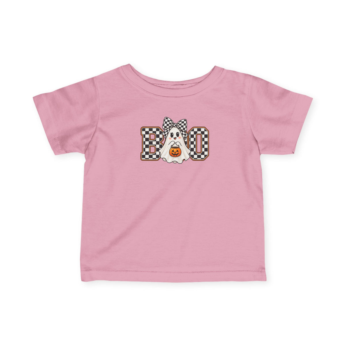 Infant Tee — 'BOO' Checkerboard Ghost Halloween Shirt for Baby