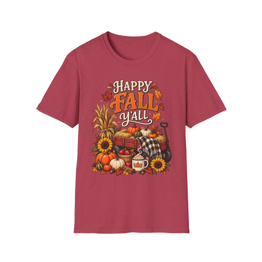 Happy Fall Y'all T-Shirt — Autumn Pumpkin & Sunflower Tee