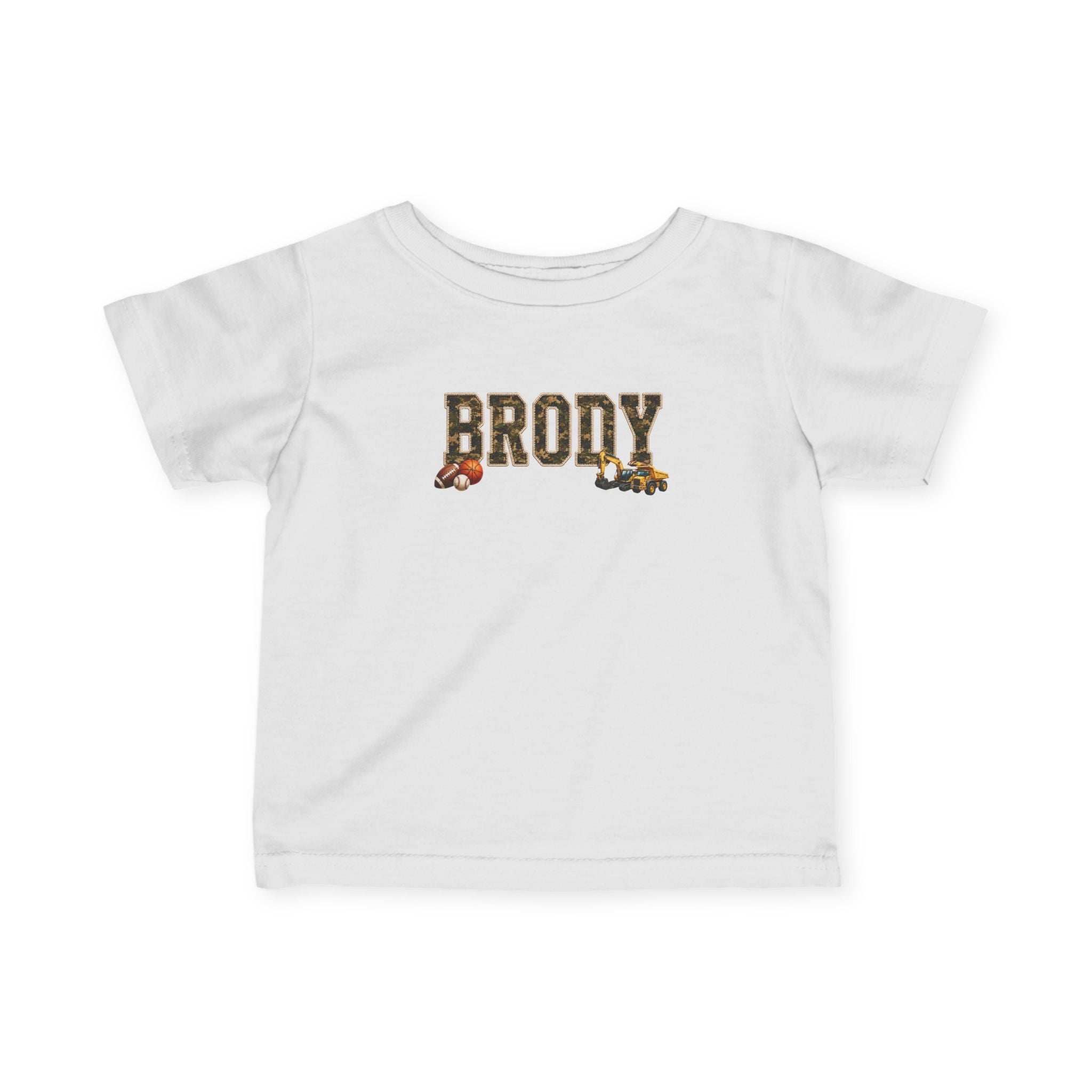 Infant Tee — "BRODY" Name Shirt with Woodland Animal Accents