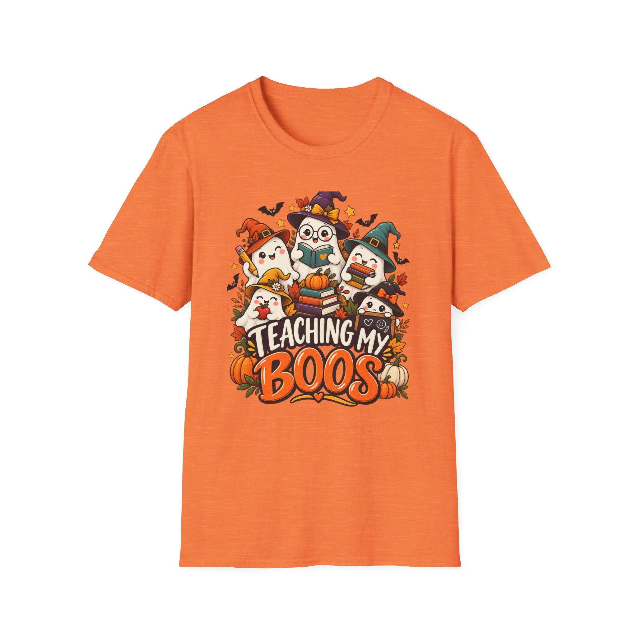 Halloween Teacher T-Shirt — "Teaching My Boos" Cute Ghosts & Pumpkins Tee