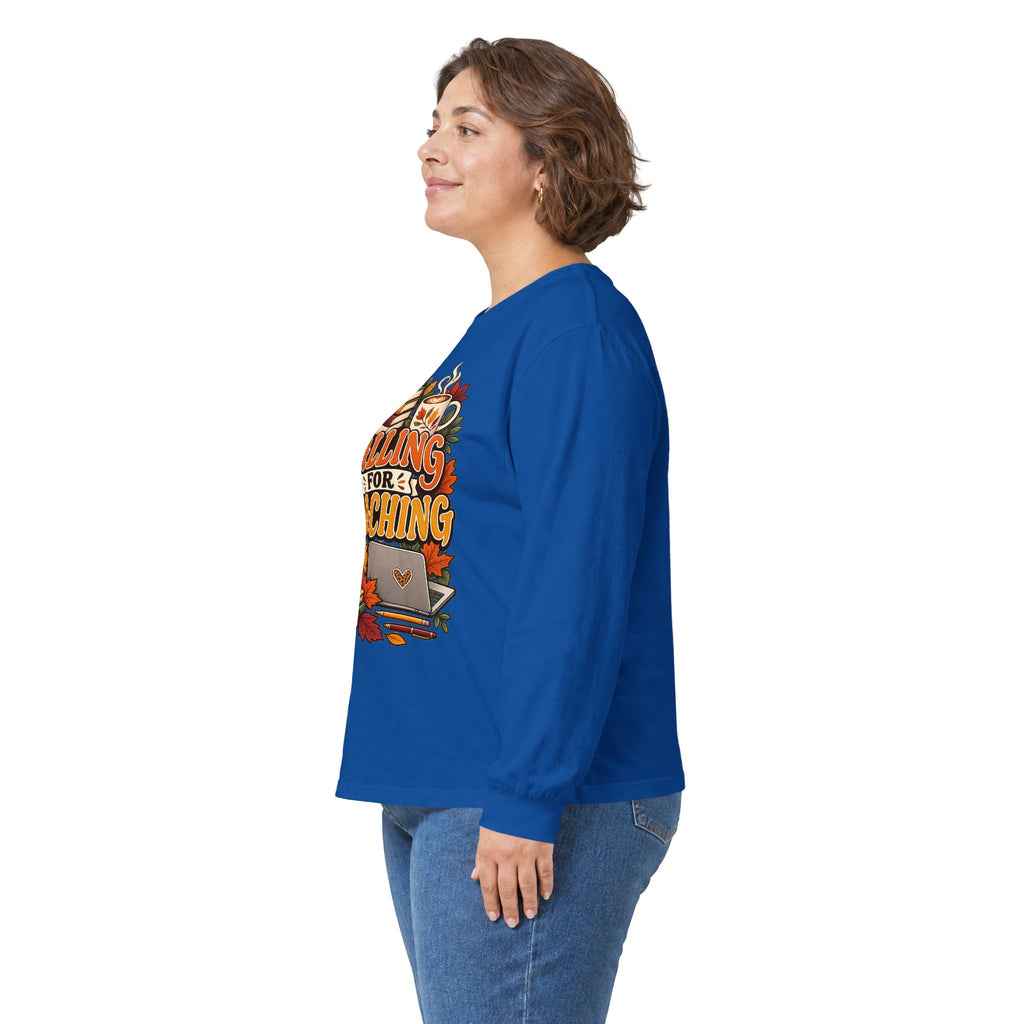 Long Sleeve Tee — "Falling for Teaching" Autumn Teacher Shirt