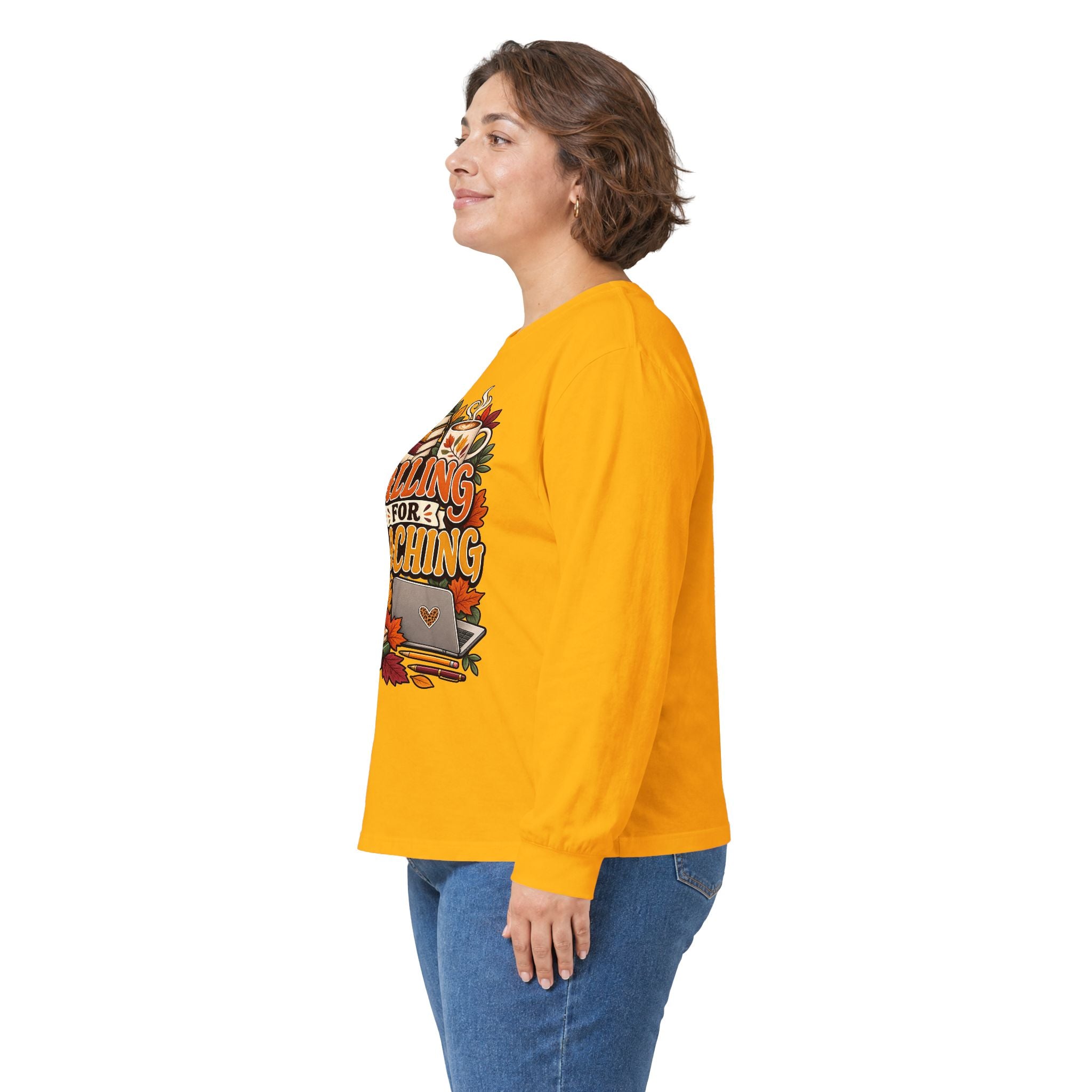 Long Sleeve Tee — "Falling for Teaching" Autumn Teacher Shirt