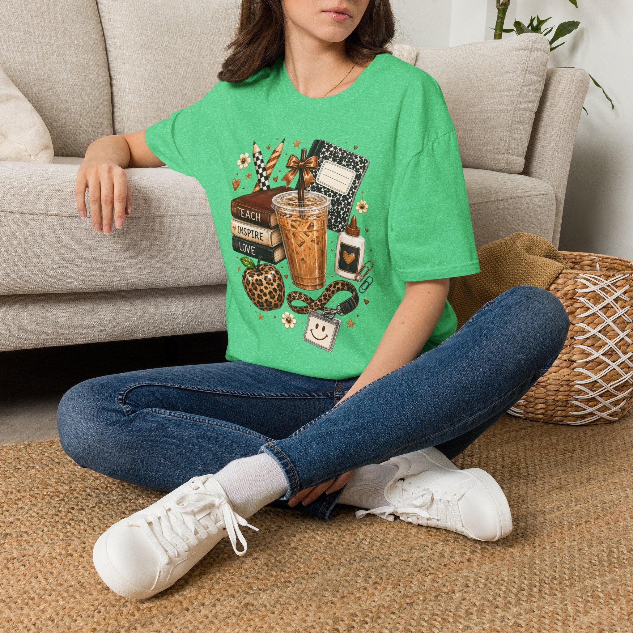 Teacher Coffee & Planner T‑Shirt — Teach Inspire Love Design