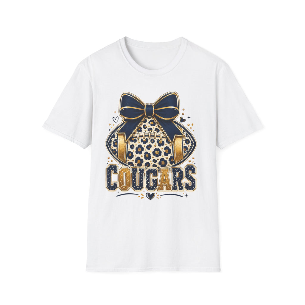 Cougars Leopard Headphones T-Shirt — Cute Team Mascot Graphic Tee