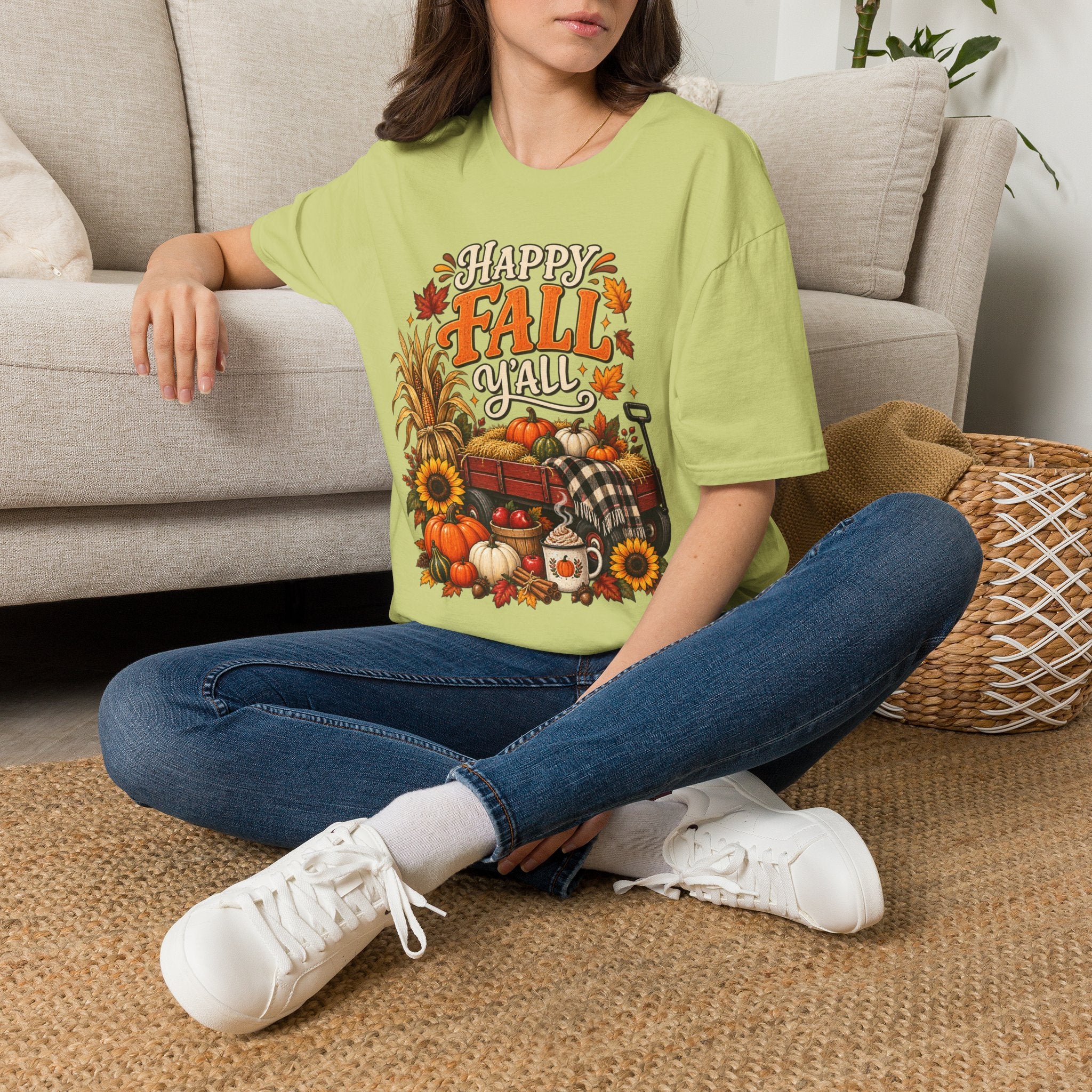 Happy Fall Y'all T-Shirt — Autumn Pumpkin & Sunflower Tee