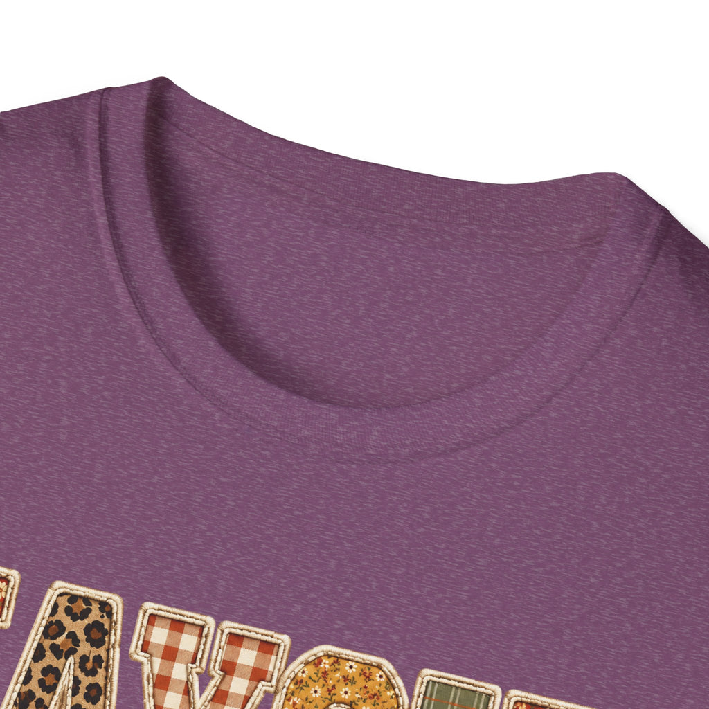 Personalized 'JAYCIE' Floral Plaid Name T-Shirt — Fall Patchwork Monogram Tee
