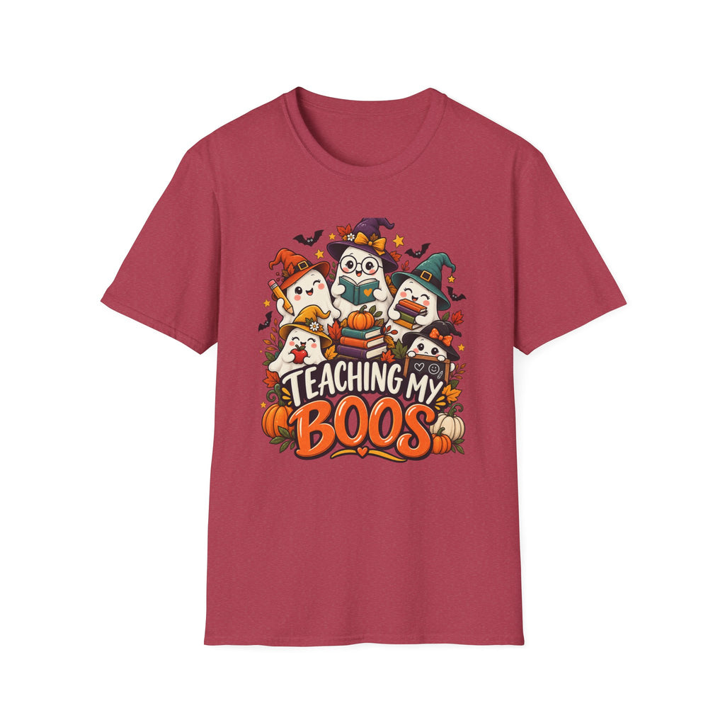 Halloween Teacher T-Shirt — "Teaching My Boos" Cute Ghosts & Pumpkins Tee