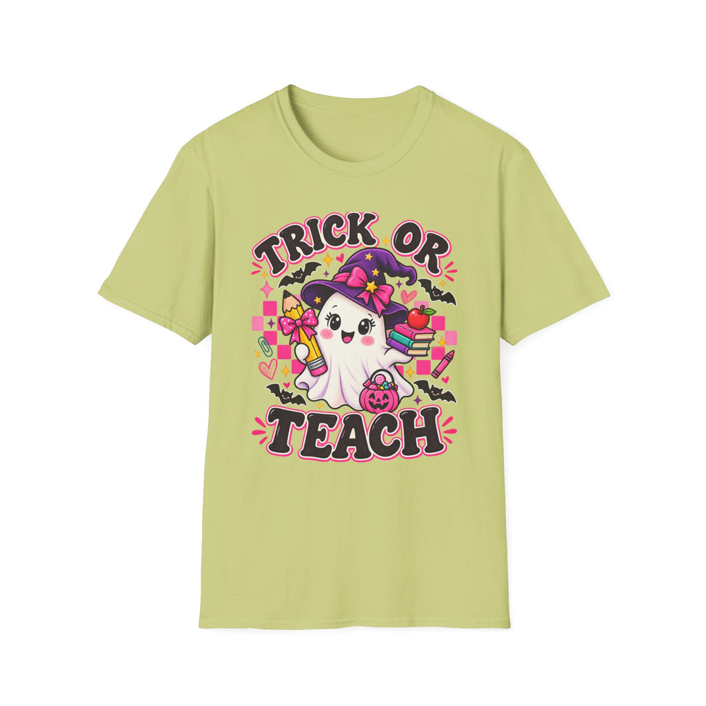 Trick or Teach T-Shirt — Cute Witch Ghost Teacher Halloween Tee