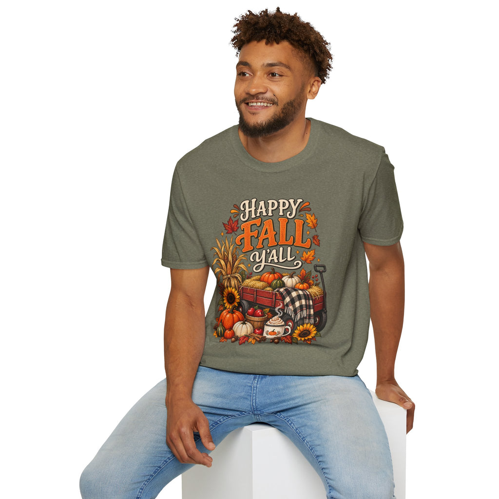 Happy Fall Y'all T-Shirt — Autumn Pumpkin & Sunflower Tee