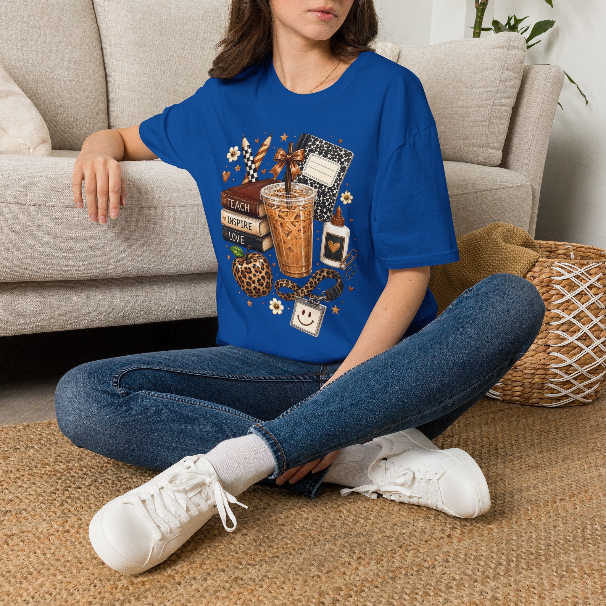 Teacher Coffee & Planner T‑Shirt — Teach Inspire Love Design