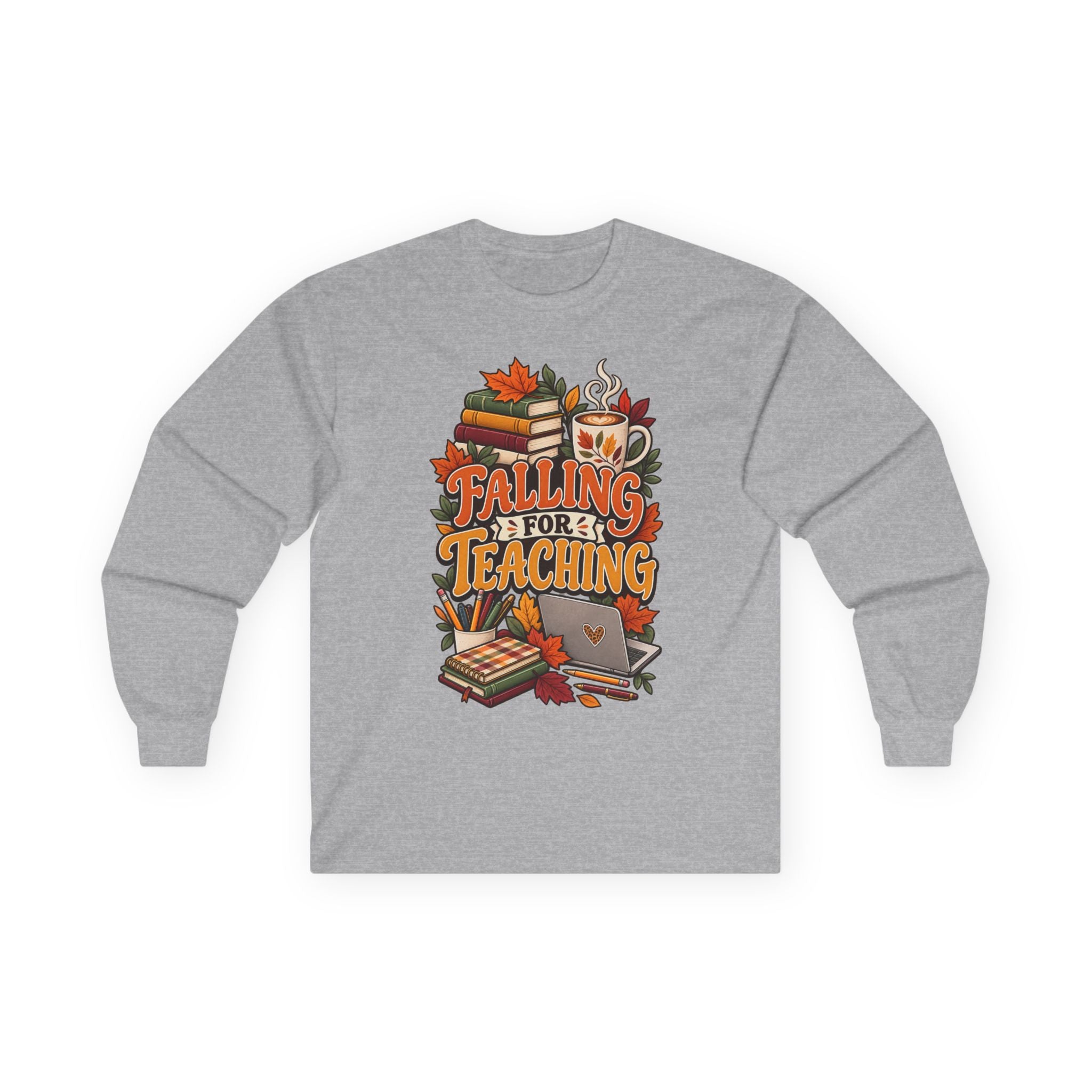 Long Sleeve Tee — "Falling for Teaching" Autumn Teacher Shirt