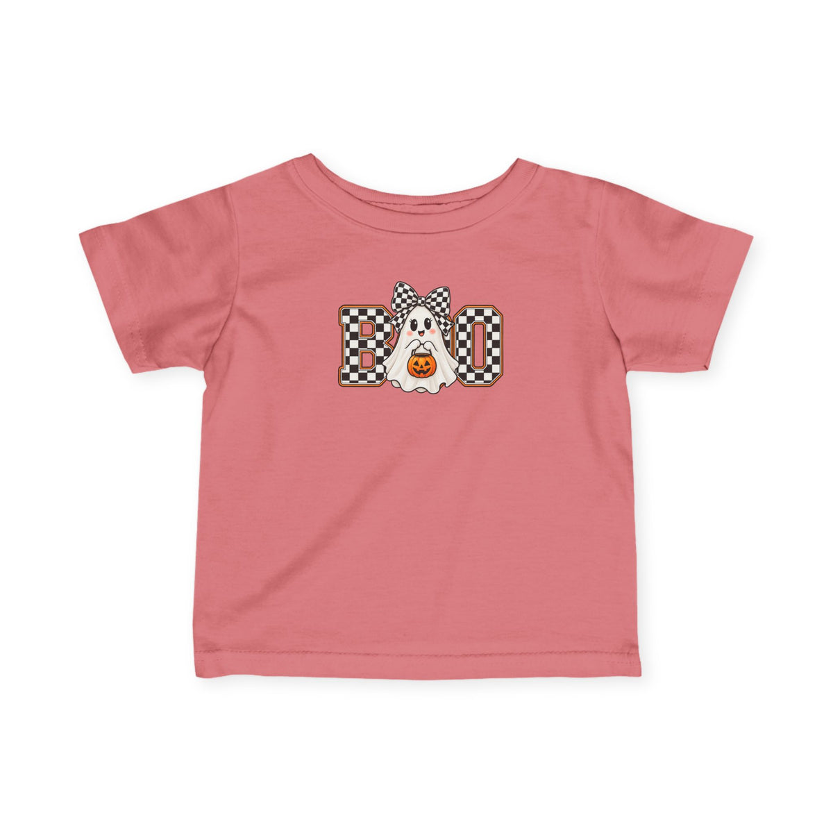 Infant Tee — 'BOO' Checkerboard Ghost Halloween Shirt for Baby