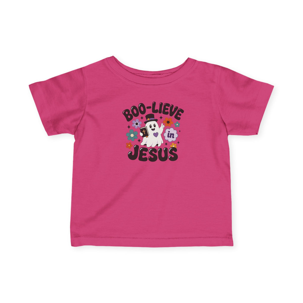 Infant Tee — "Boo-lieve in Jesus" Halloween Baby Shirt