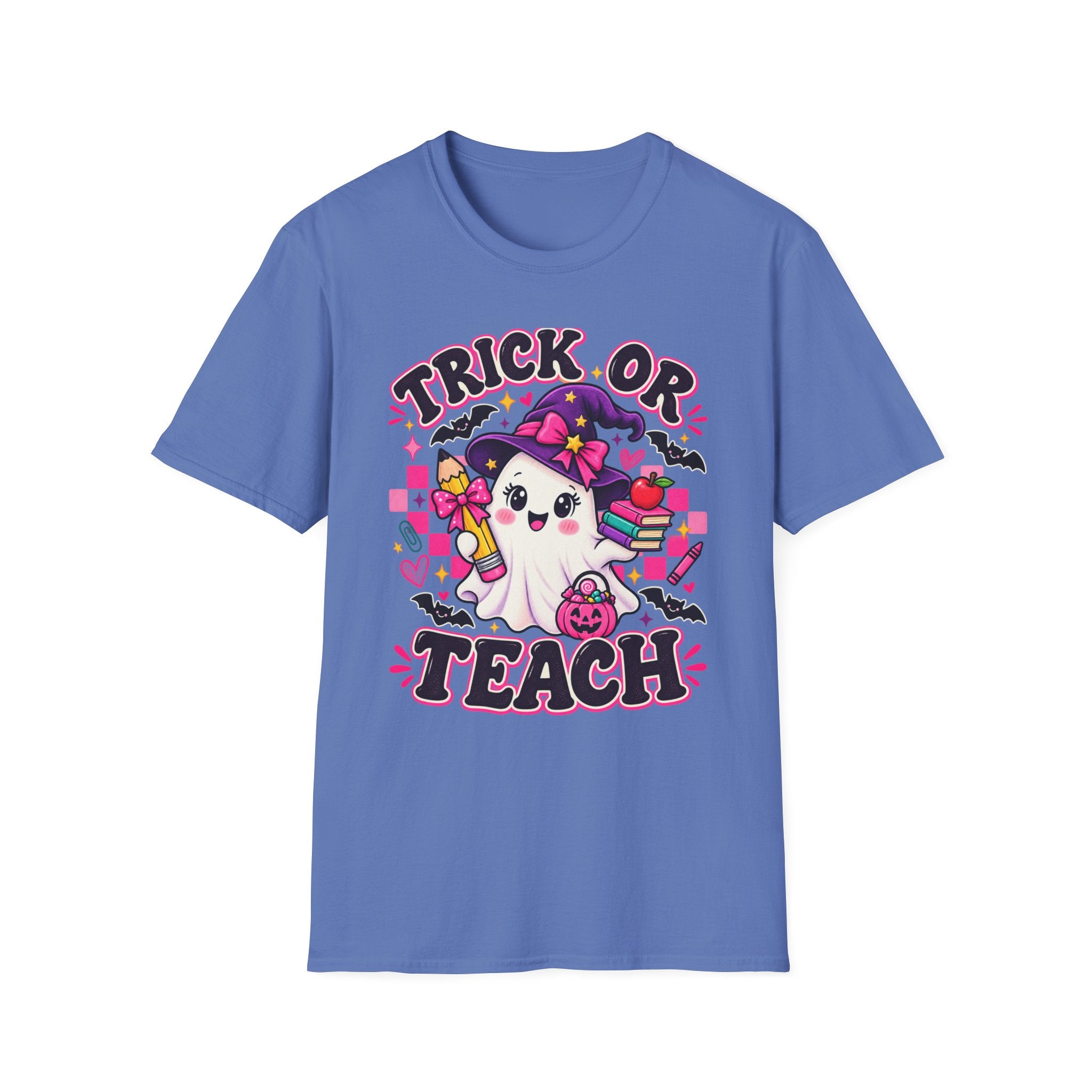 Trick or Teach T-Shirt — Cute Witch Ghost Teacher Halloween Tee