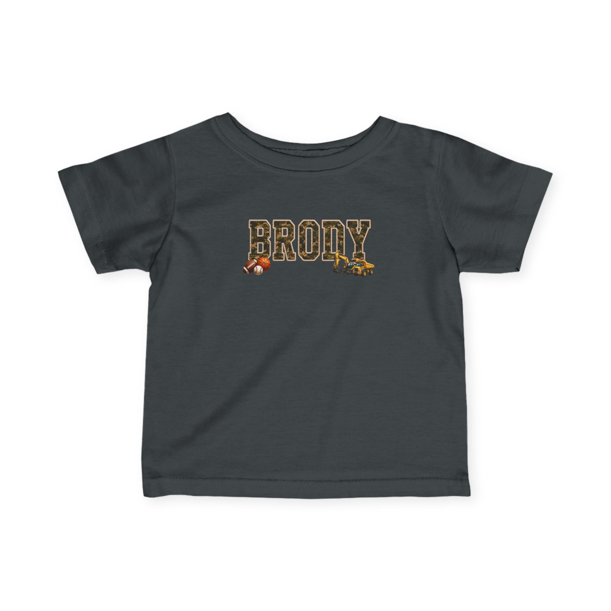Infant Tee — "BRODY" Name Shirt with Woodland Animal Accents