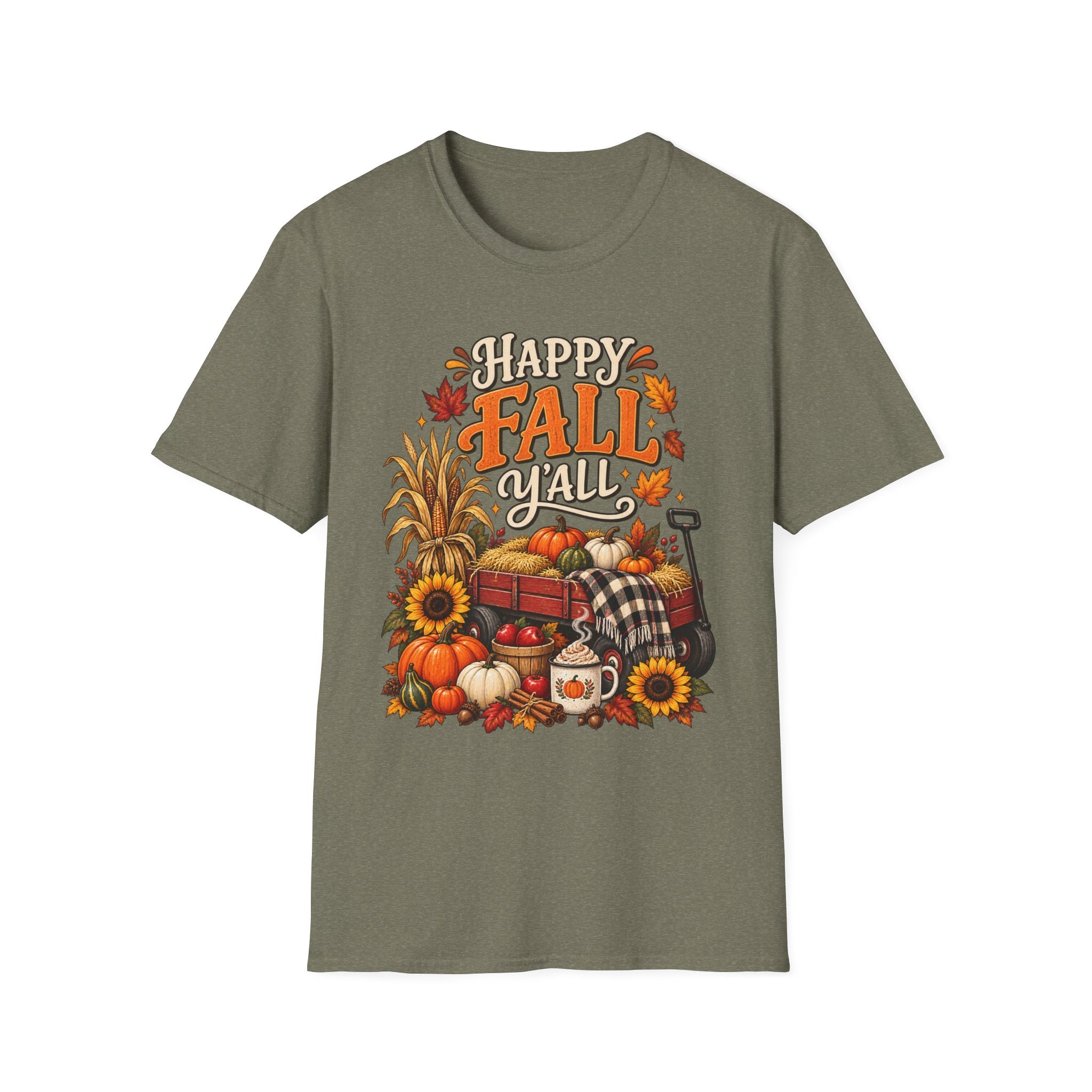 Happy Fall Y'all T-Shirt — Autumn Pumpkin & Sunflower Tee