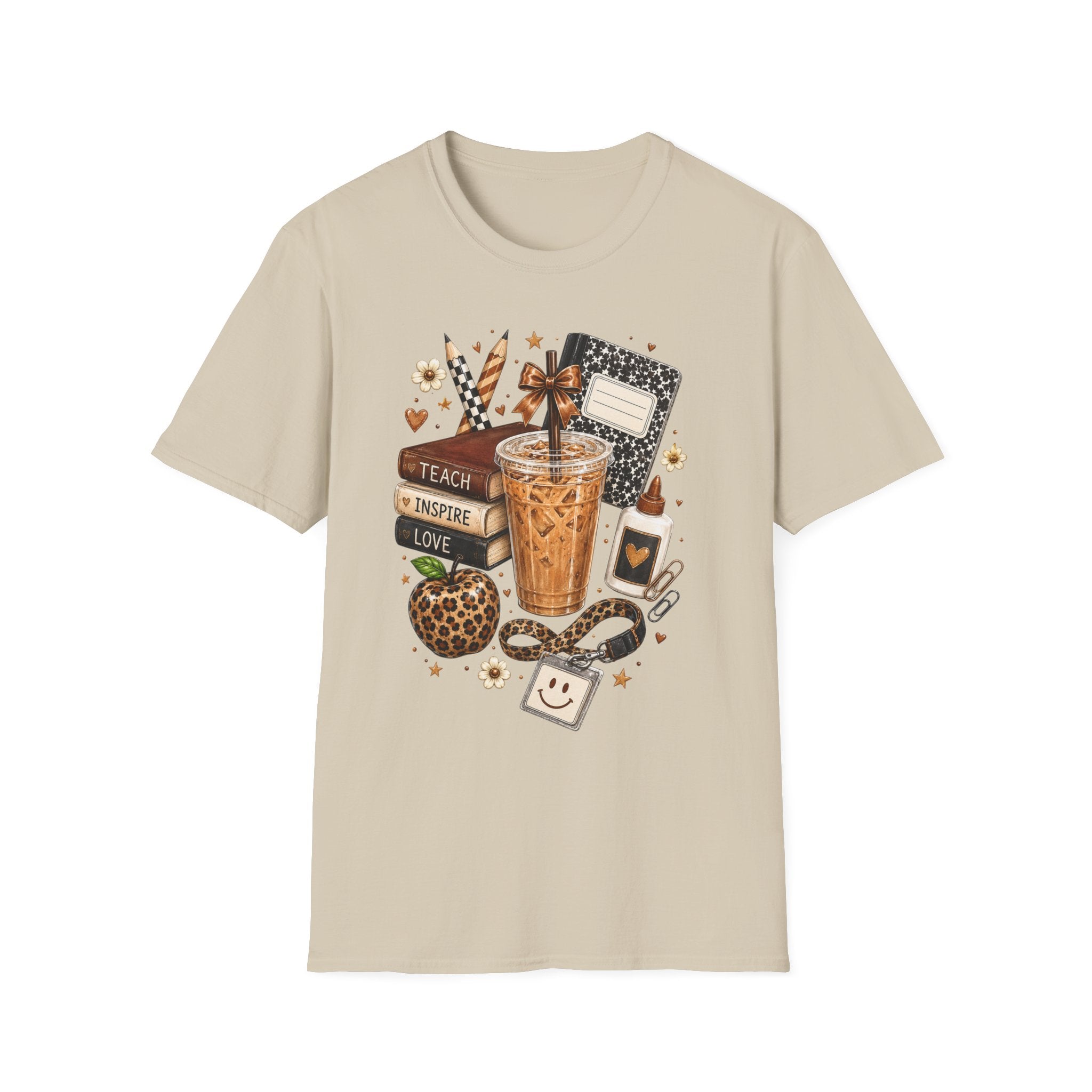Teacher Coffee & Planner T‑Shirt — Teach Inspire Love Design