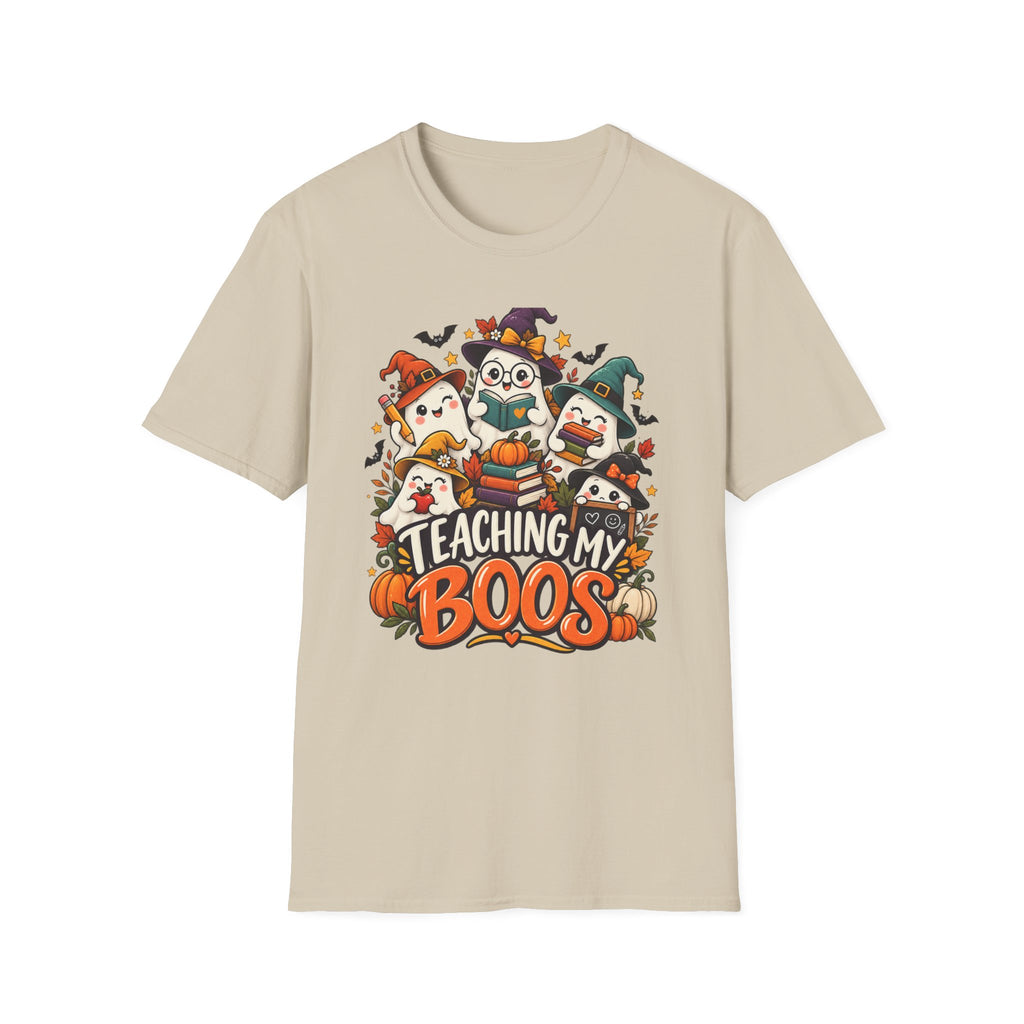 Halloween Teacher T-Shirt — "Teaching My Boos" Cute Ghosts & Pumpkins Tee