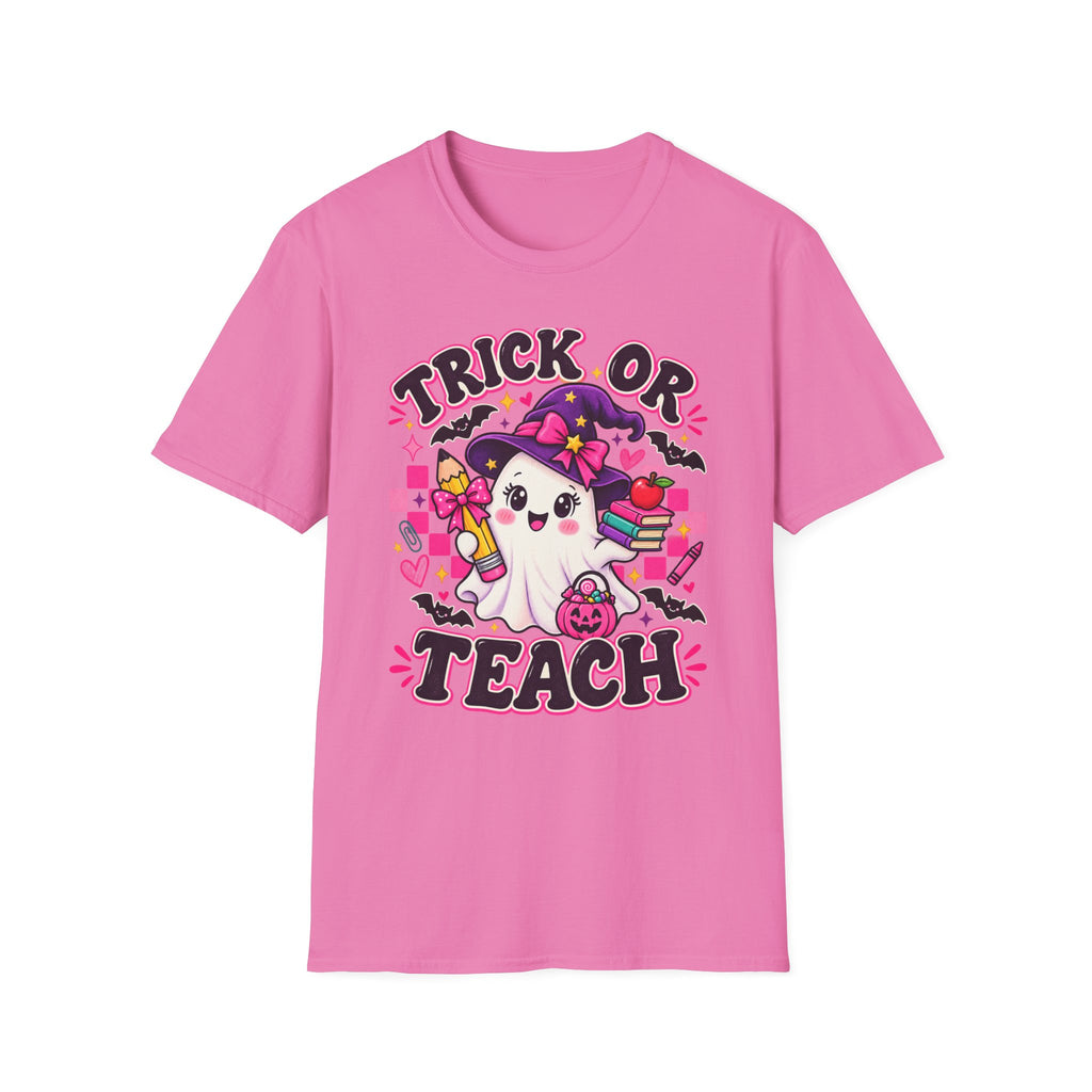Trick or Teach T-Shirt — Cute Witch Ghost Teacher Halloween Tee