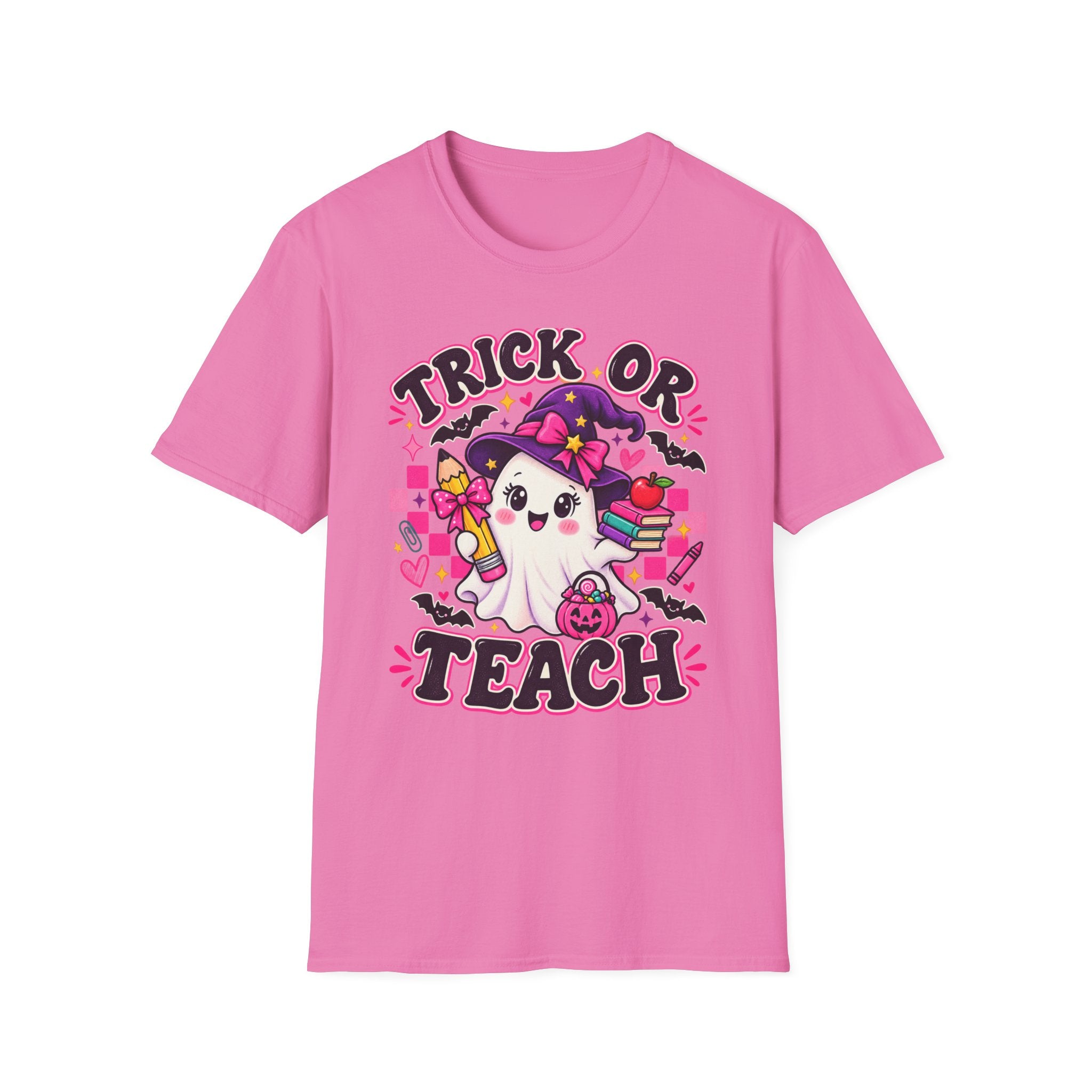 Trick or Teach T-Shirt — Cute Witch Ghost Teacher Halloween Tee
