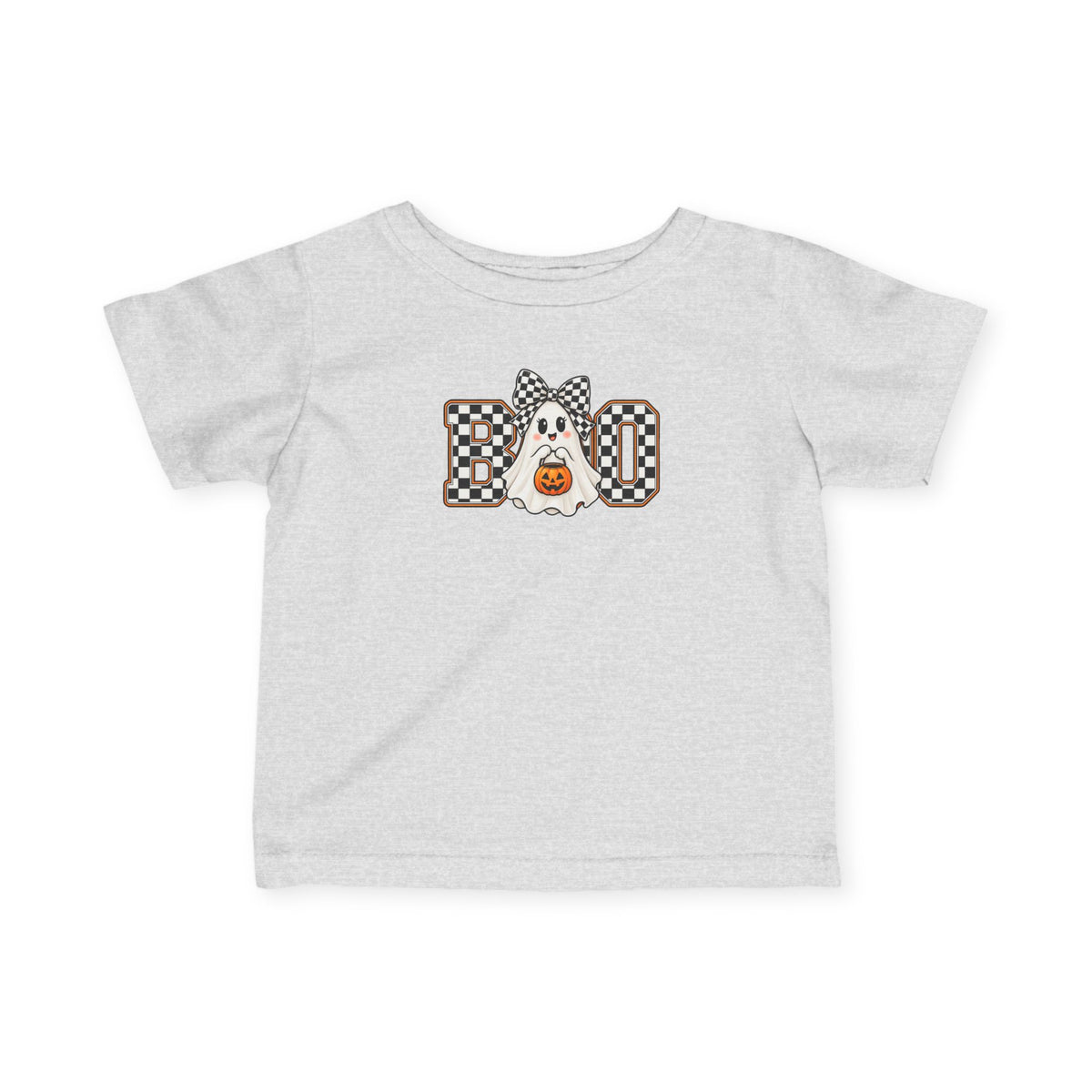 Infant Tee — 'BOO' Checkerboard Ghost Halloween Shirt for Baby