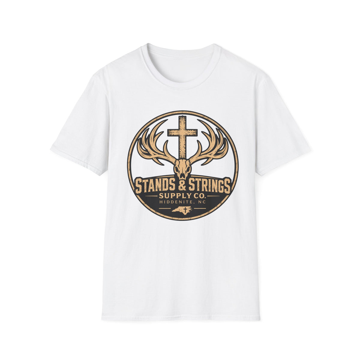 Stands & Strings Hunting Tee — Deer Antler Cross Graphic T-Shirt