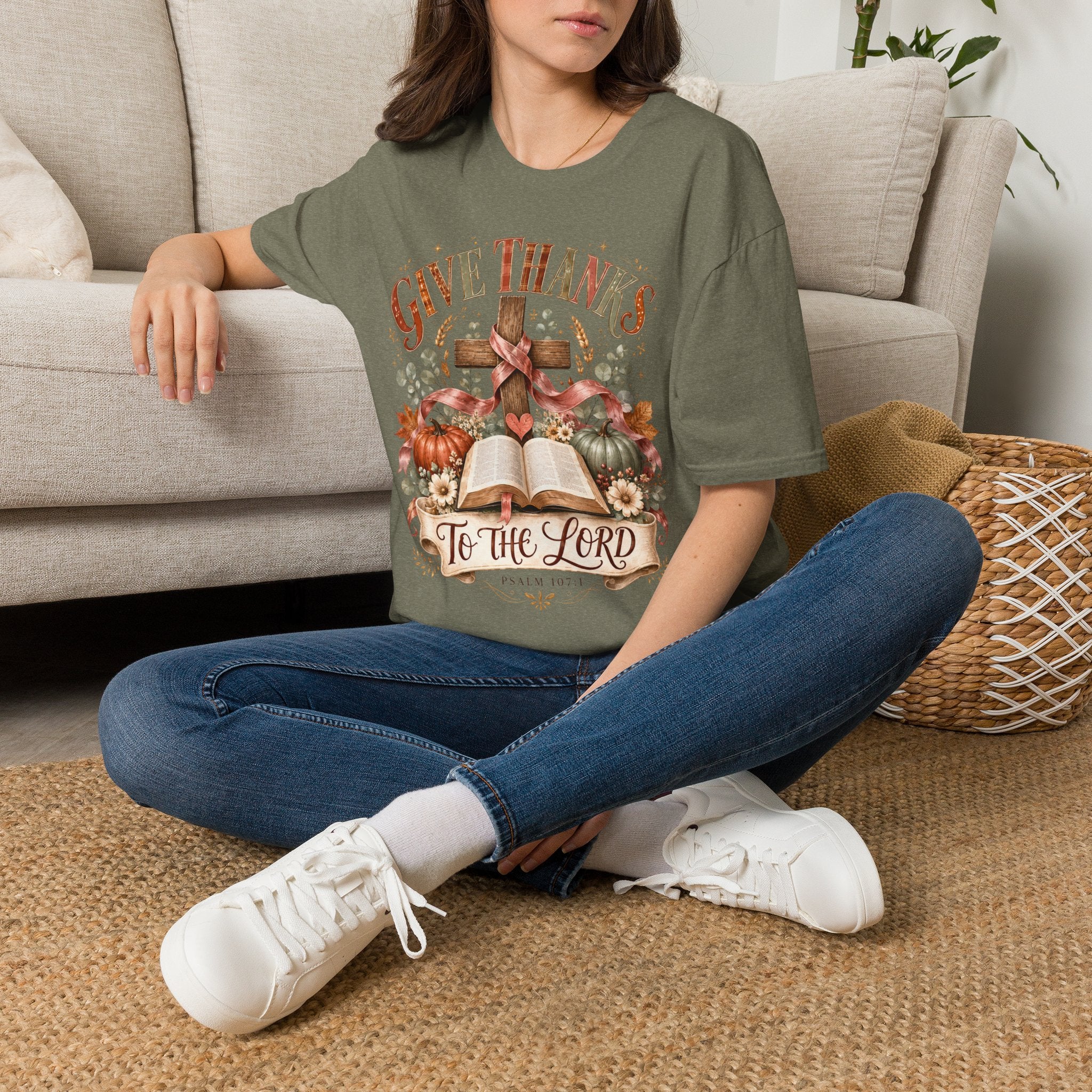 Give Thanks Christian T-Shirt — “Give Thanks to the Lord” Fall Faith Tee