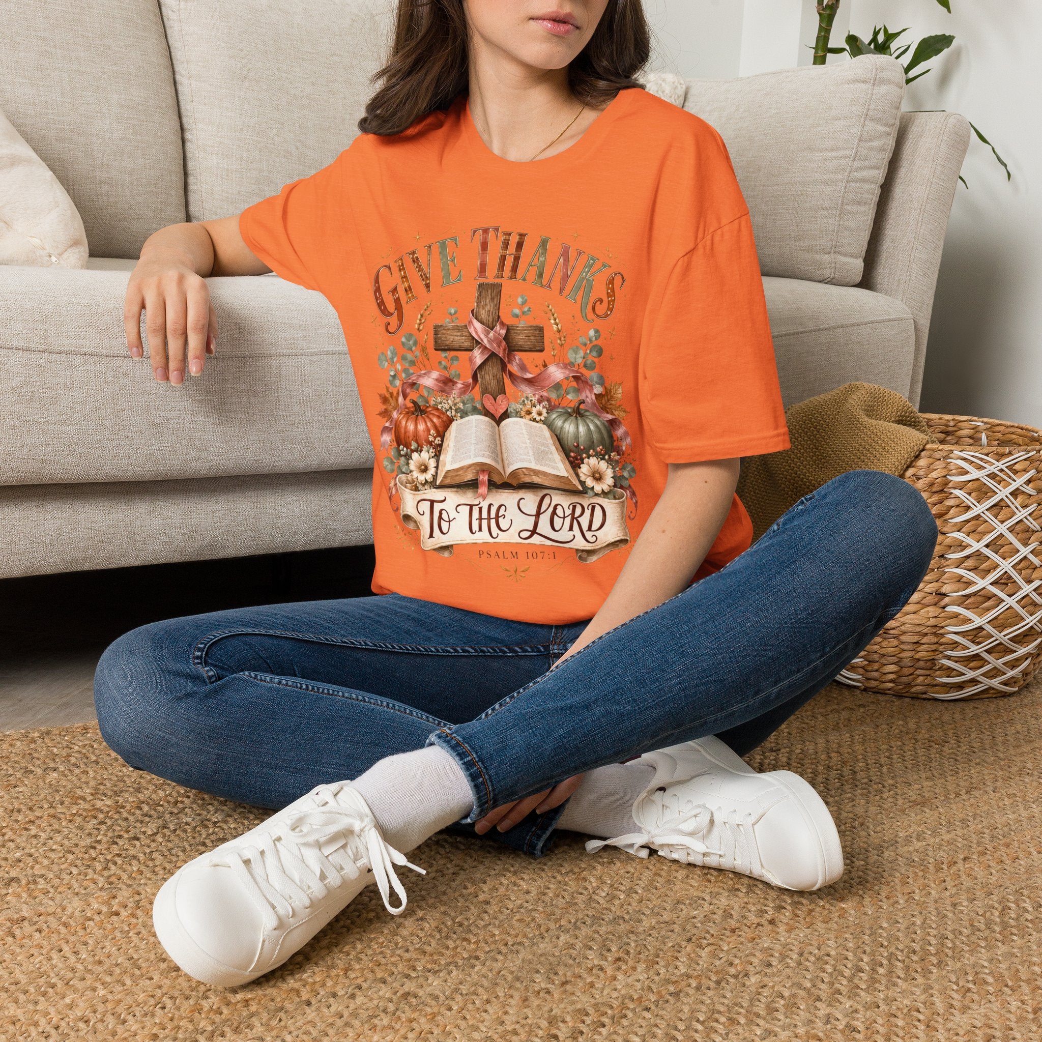 Give Thanks Christian T-Shirt — “Give Thanks to the Lord” Fall Faith Tee