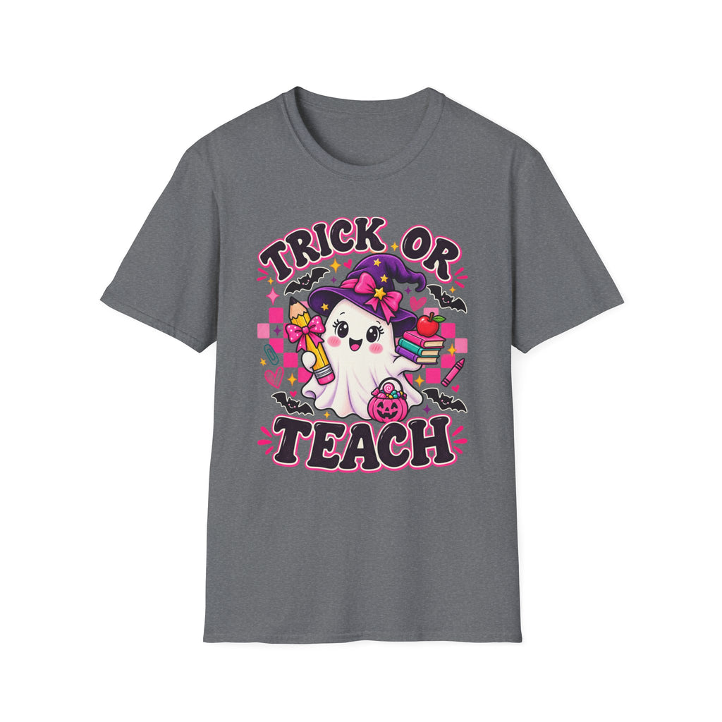 Trick or Teach T-Shirt — Cute Witch Ghost Teacher Halloween Tee
