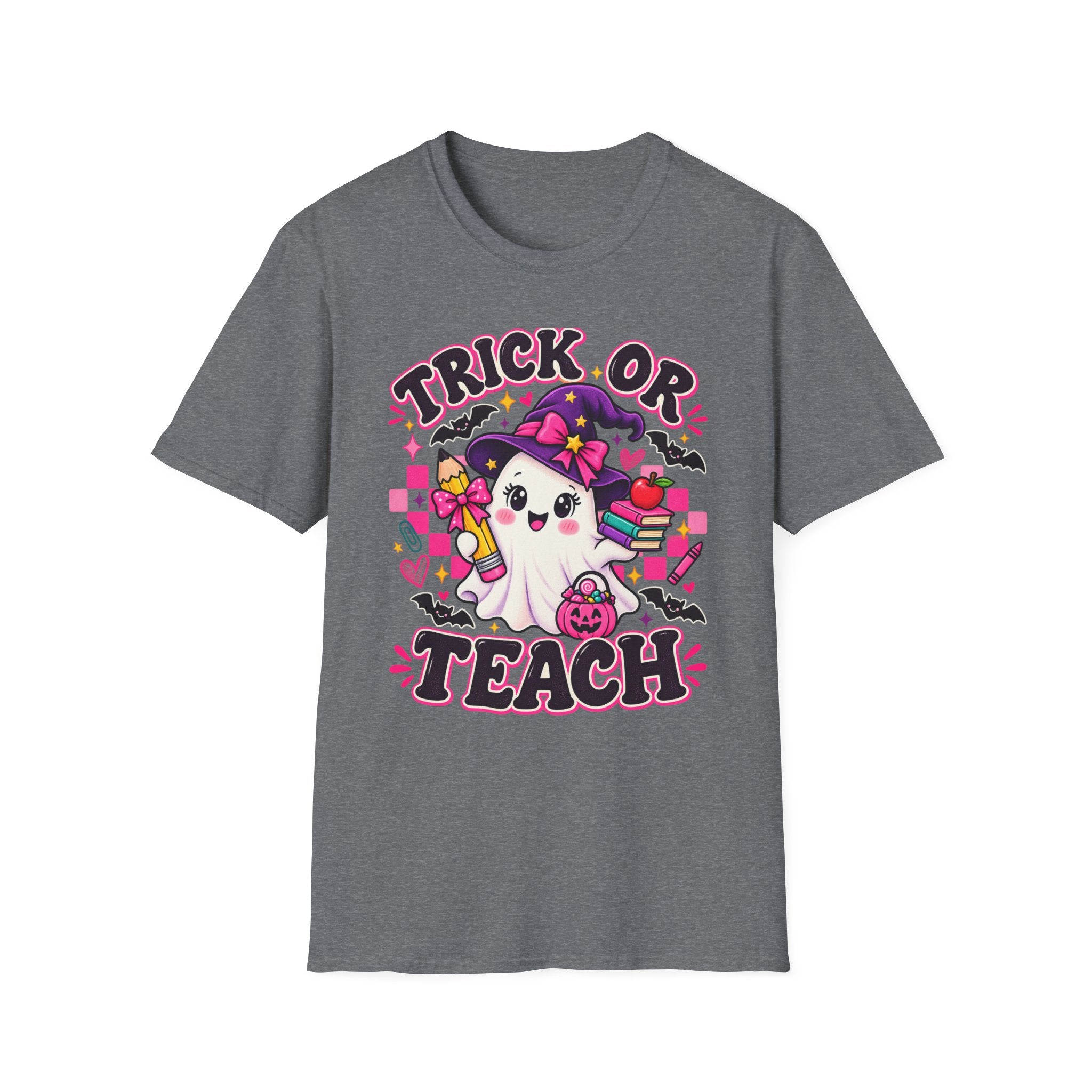Trick or Teach T-Shirt — Cute Witch Ghost Teacher Halloween Tee